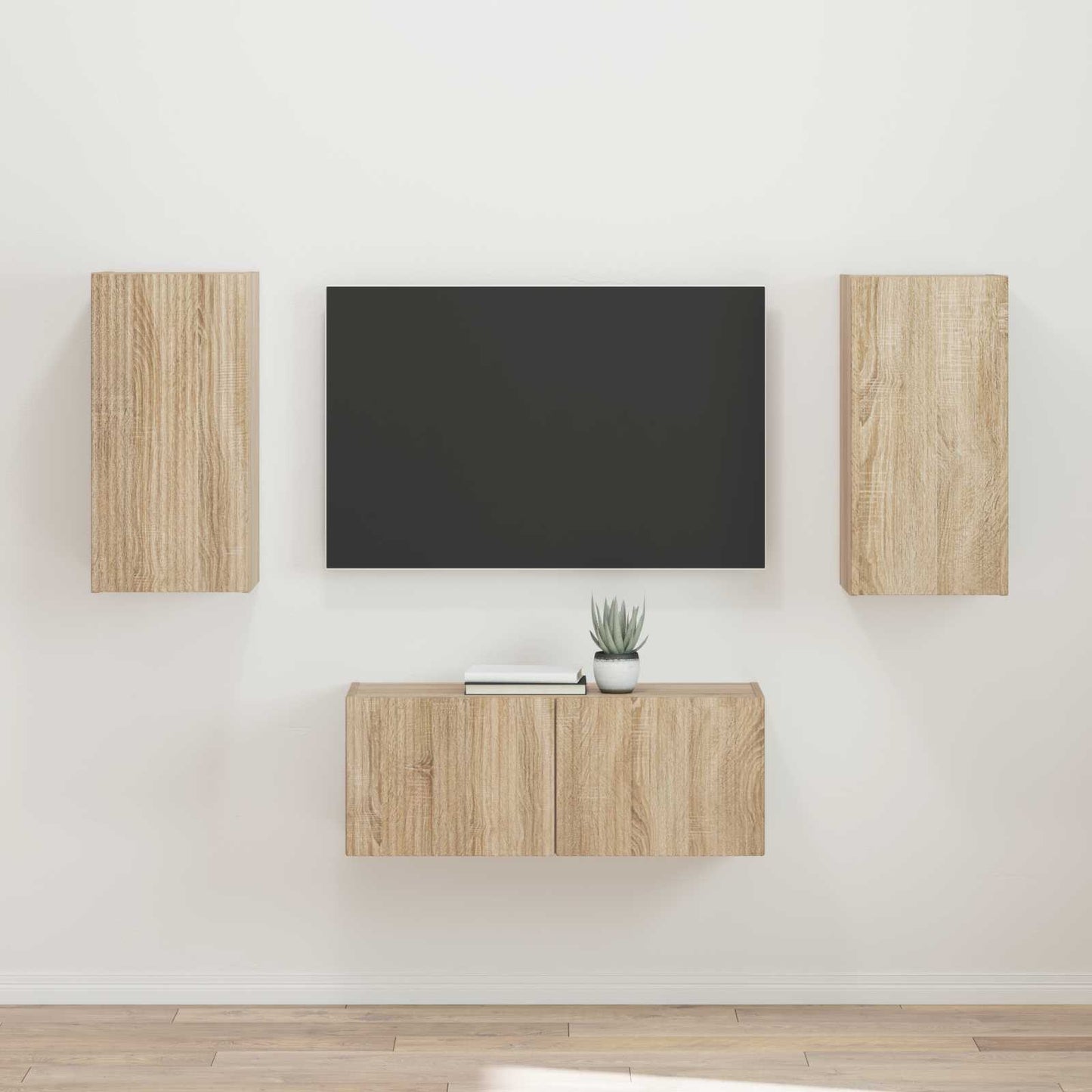 TV-Schrankset Wandmontiert 2 pcs Sonoma-Eiche Holzwerkstoff