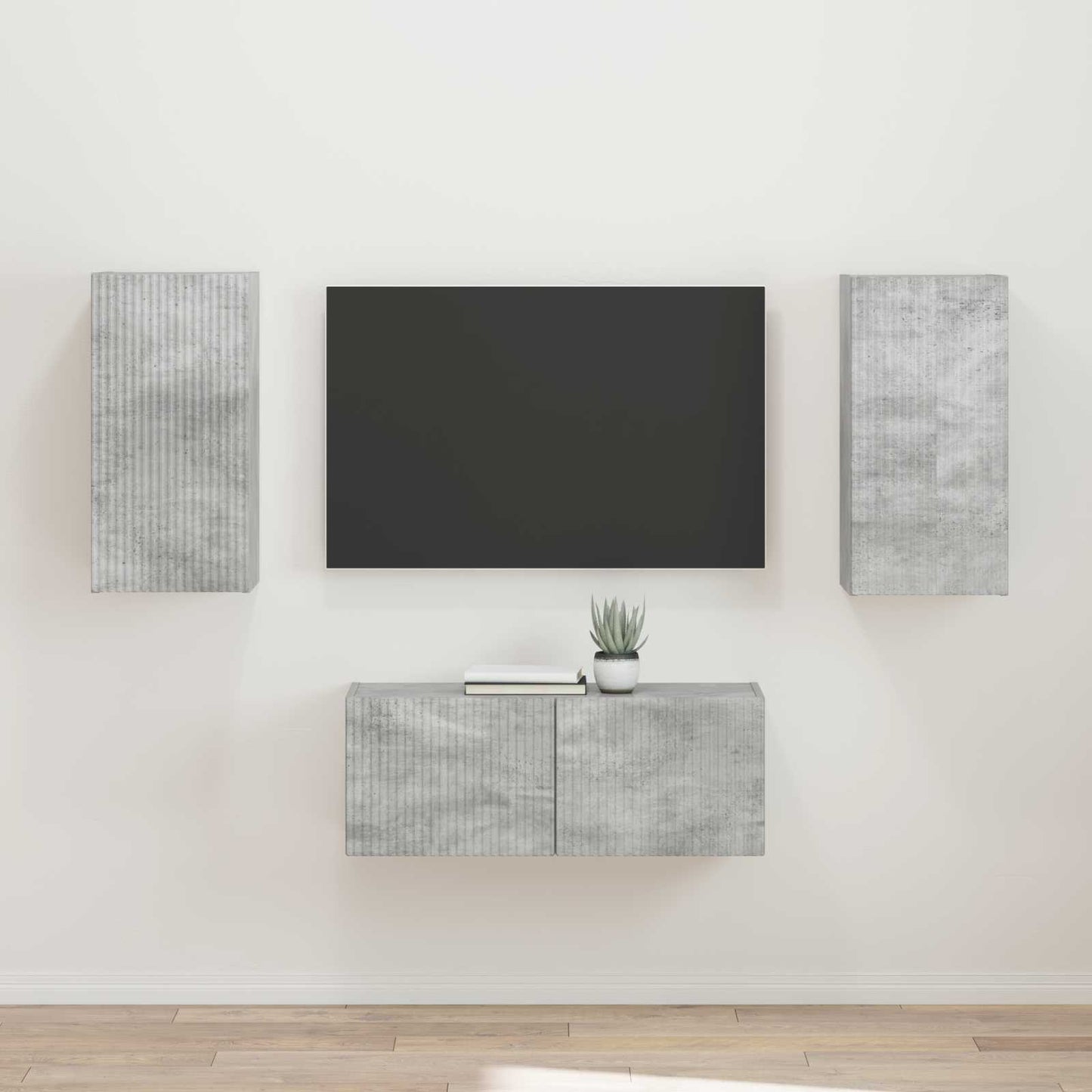 TV-Schrankset Wandmontiert 2 pcs Beton Grau Holzwerkstoff