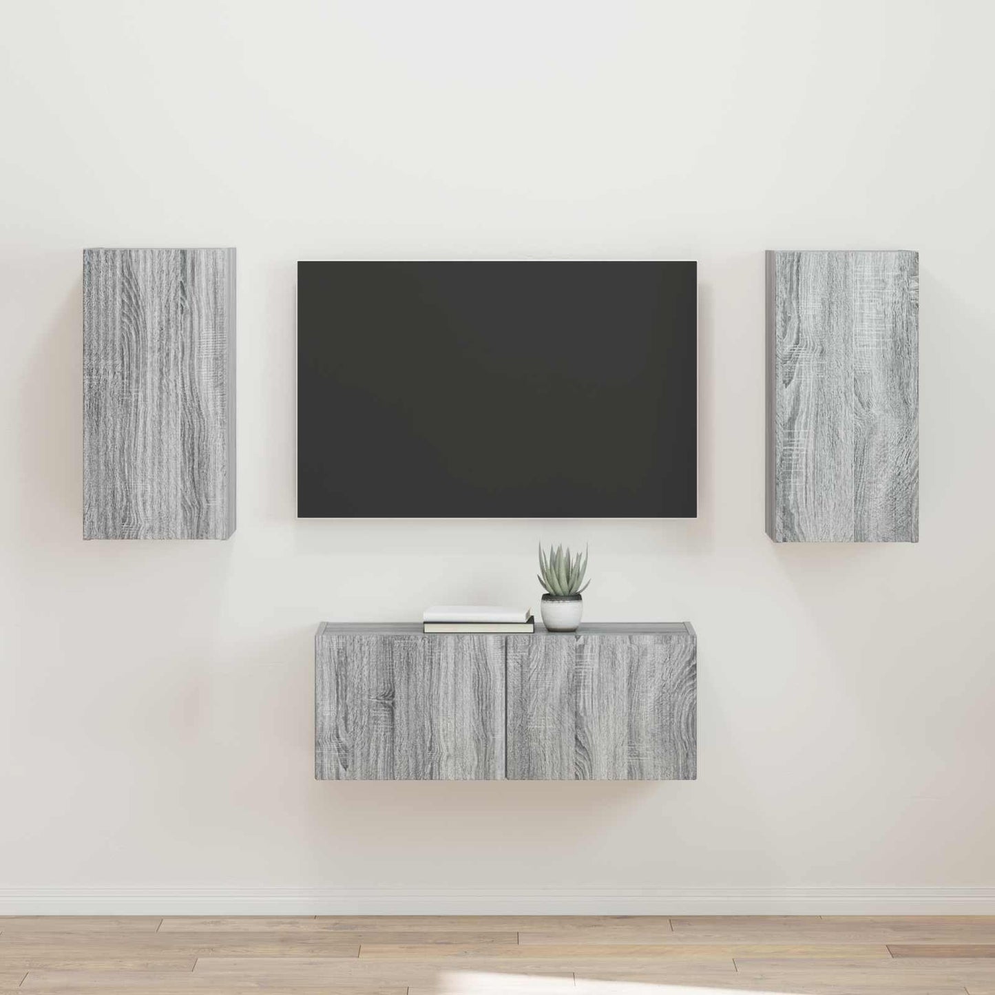 TV-Schrankset Wandmontiert 2 pcs Graues Sonoma Holzwerkstoff