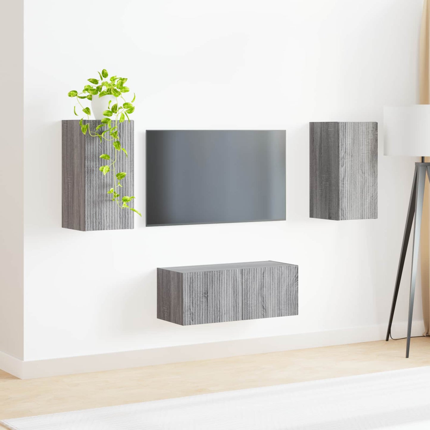 TV-Schrankset Wandmontiert 2 pcs Graues Sonoma Holzwerkstoff