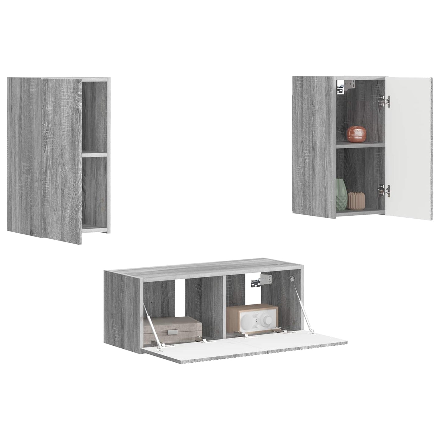 TV-Schrankset Wandmontiert 2 pcs Graues Sonoma Holzwerkstoff