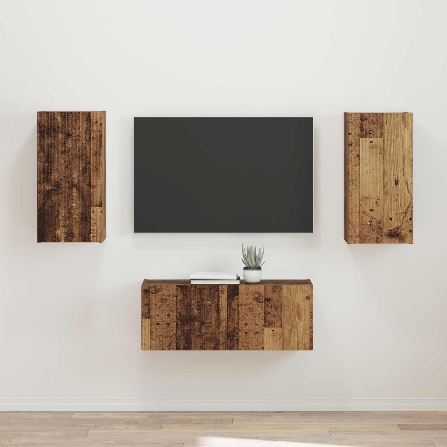 TV-Schrankset Wandmontiert 2 pcs Altholz Holzwerkstoff