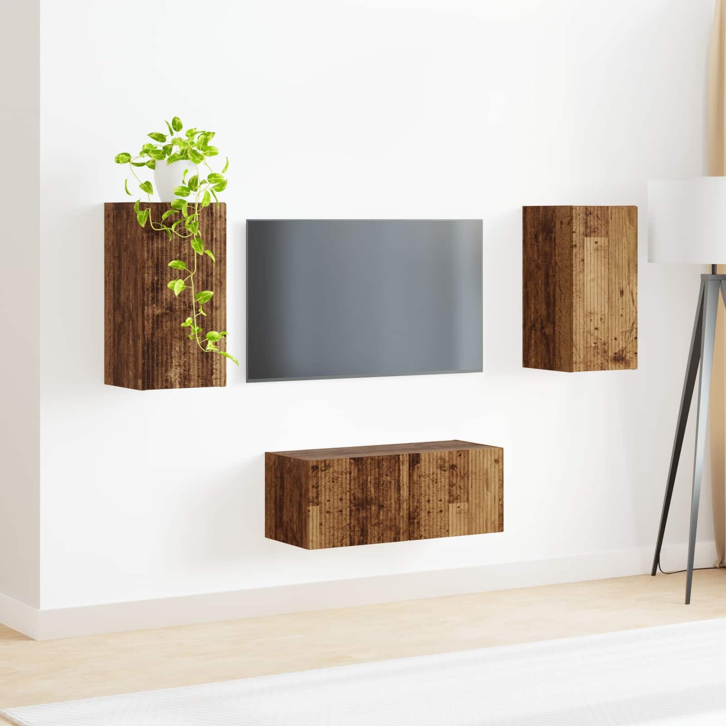 TV-Schrankset Wandmontiert 2 pcs Altholz Holzwerkstoff