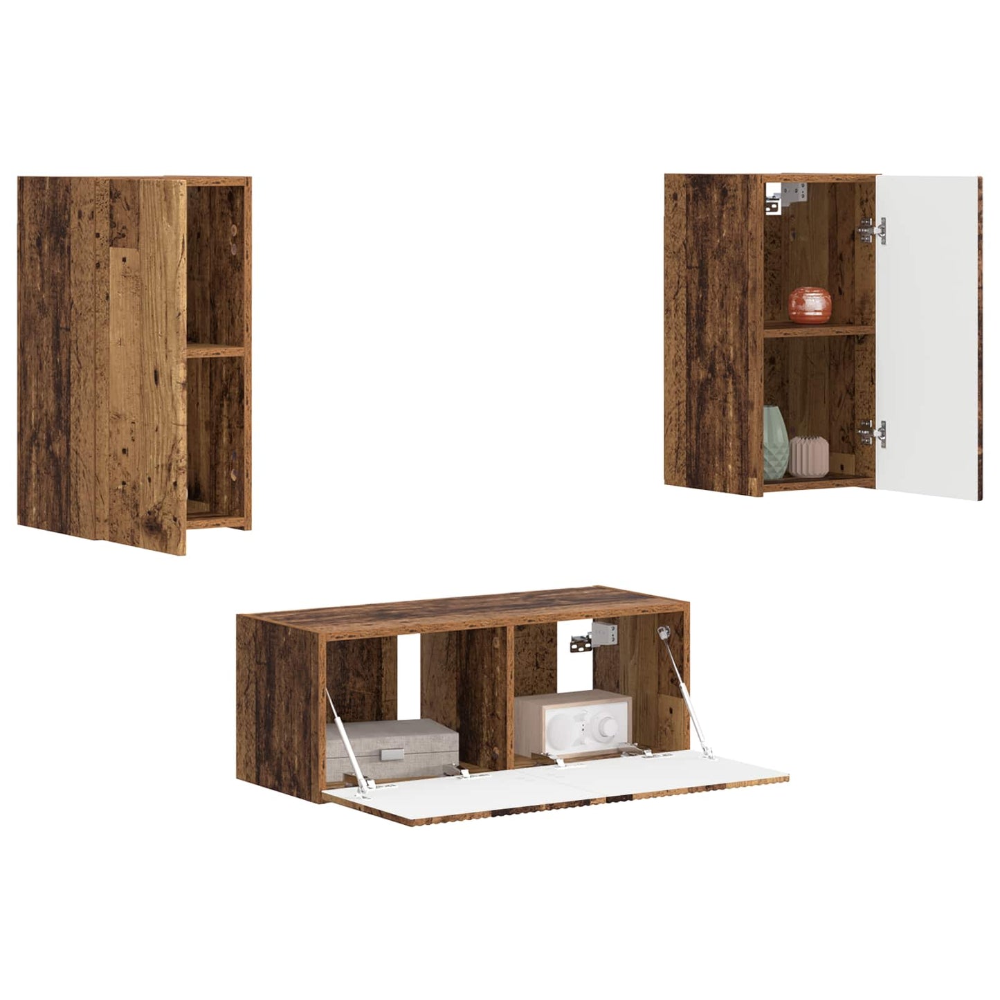 TV-Schrankset Wandmontiert 2 pcs Altholz Holzwerkstoff