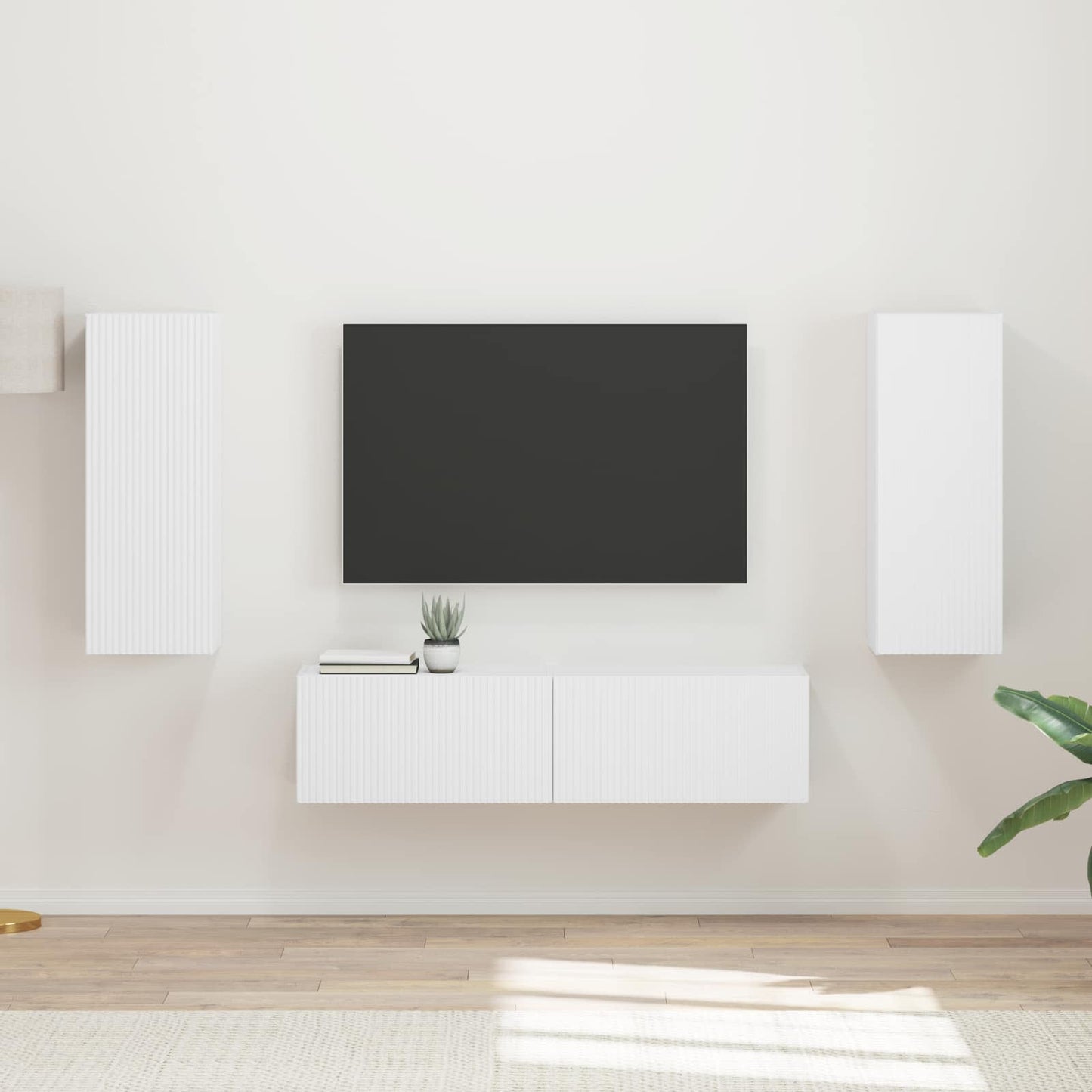 TV-Schrankset Wandmontiert 2 pcs Weiß Holzwerkstoff