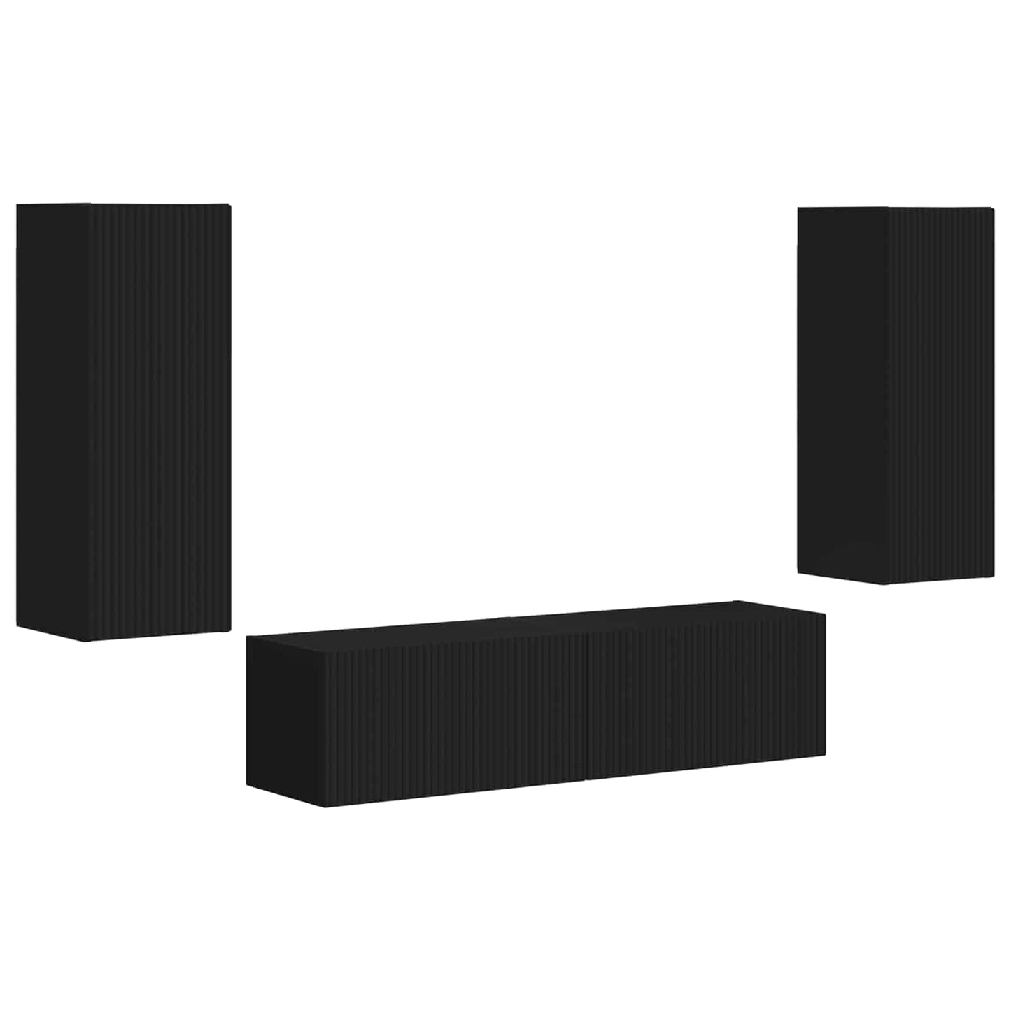 TV-Schrankset Wandmontiert 2 pcs Schwarz Holzwerkstoff