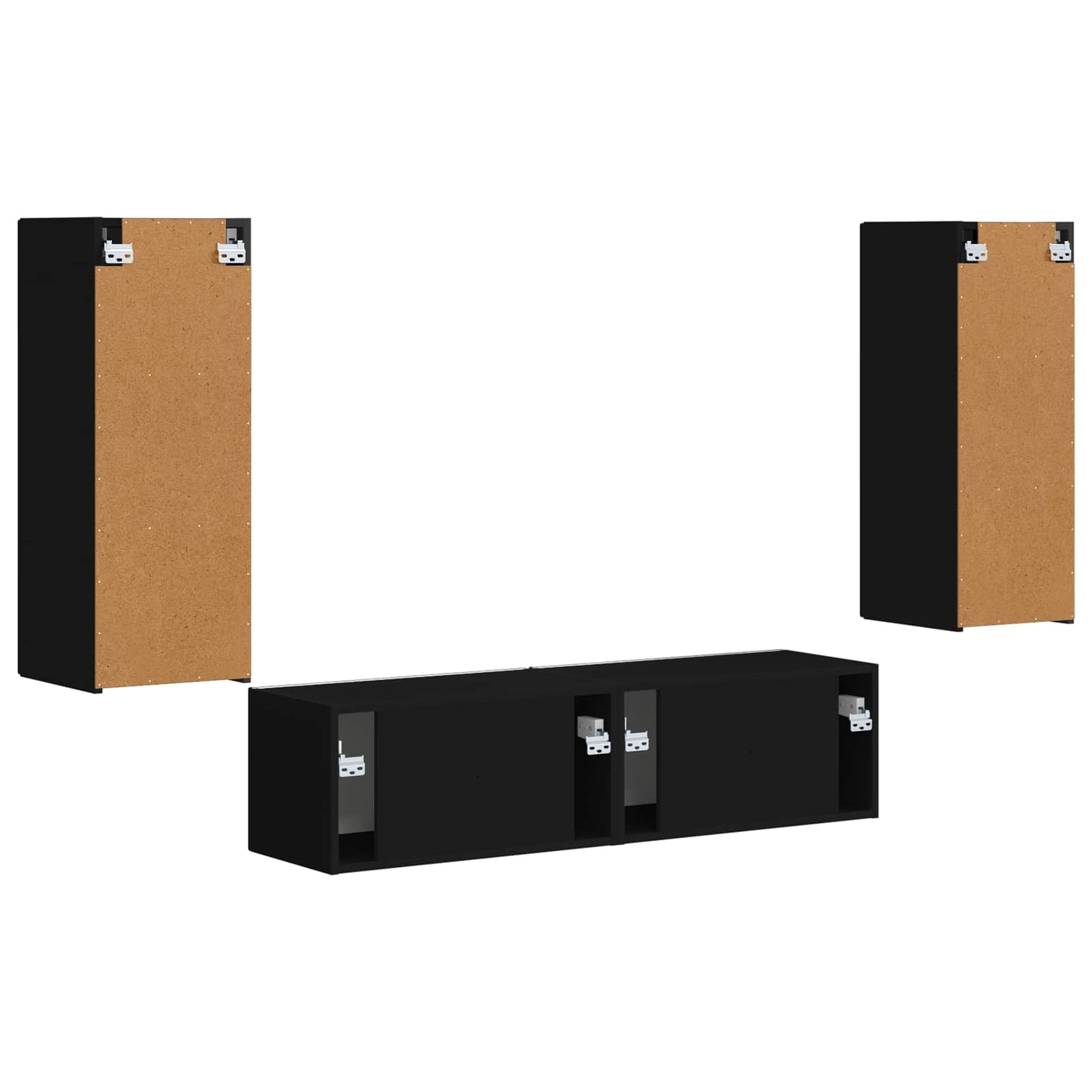 TV-Schrankset Wandmontiert 2 pcs Schwarz Holzwerkstoff