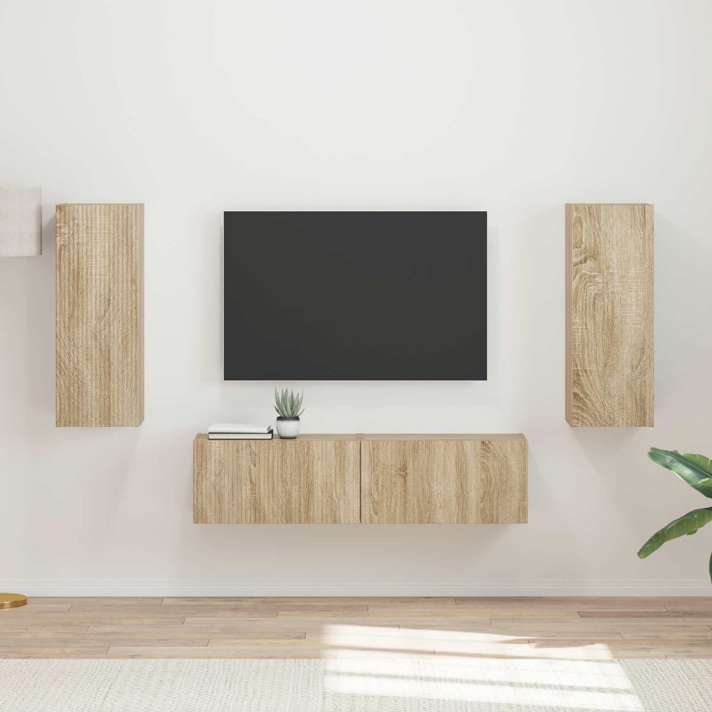 TV-Schrankset Wandmontiert 2 pcs Sonoma-Eiche Holzwerkstoff