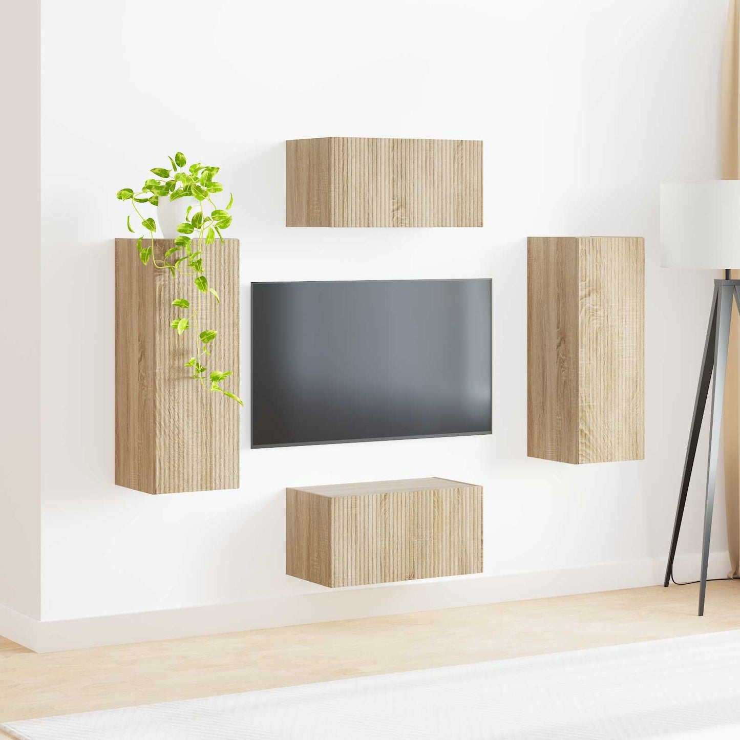 TV-Schrankset Wandmontiert 2 pcs Sonoma-Eiche Holzwerkstoff