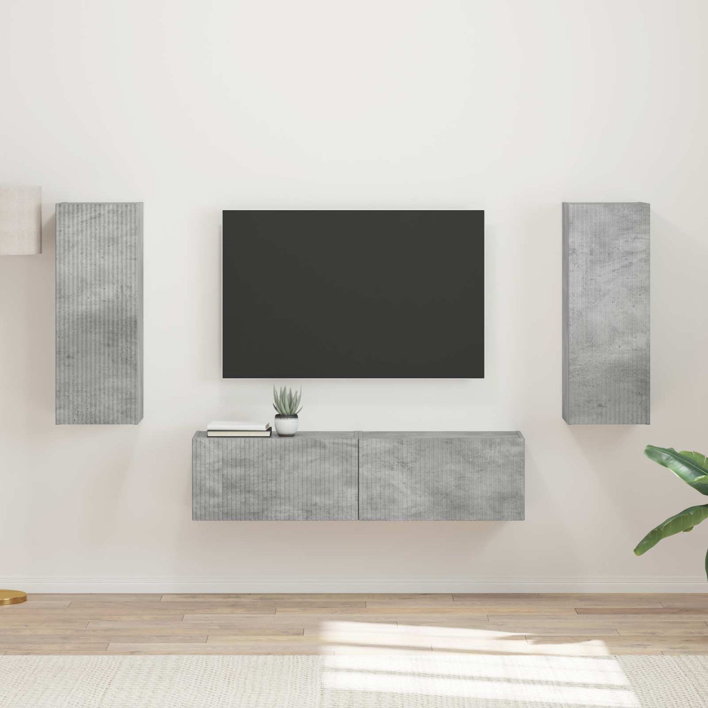 TV-Schrankset Wandmontiert 2 pcs Beton Grau Holzwerkstoff