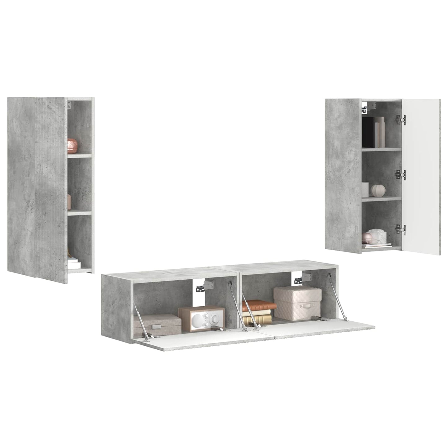 TV-Schrankset Wandmontiert 2 pcs Beton Grau Holzwerkstoff