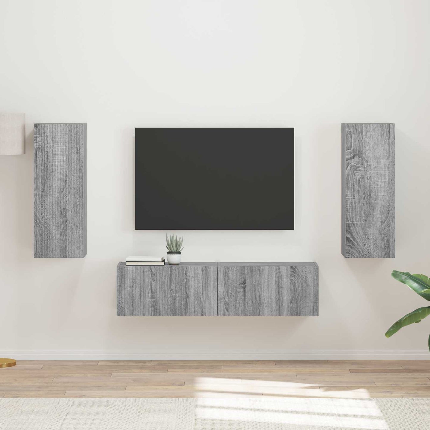 TV-Schrankset Wandmontiert 2 pcs Graues Sonoma Holzwerkstoff