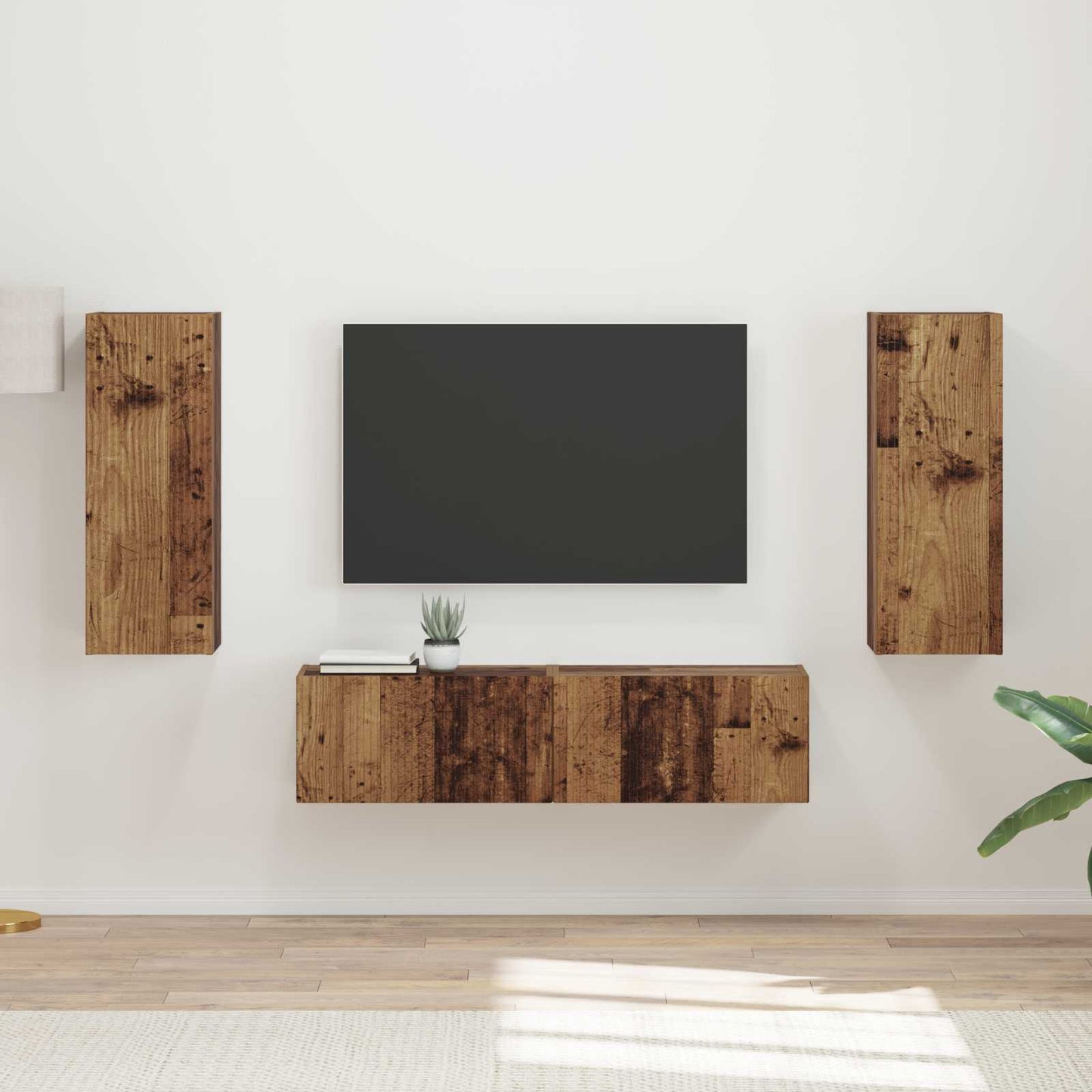 TV-Schrankset Wandmontiert 2 pcs Altholz Holzwerkstoff