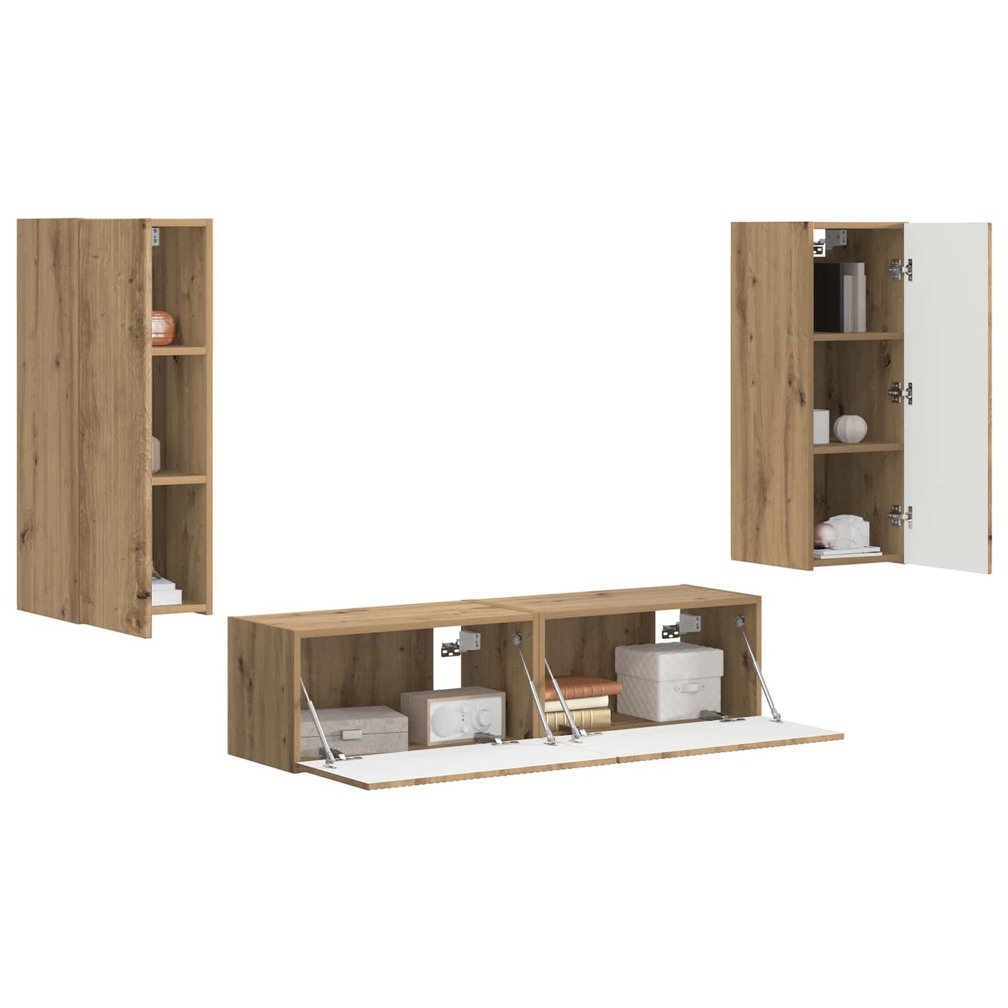 TV-Schrankset Wandmontiert 2 pcs Artisan-Eiche Holzwerkstoff