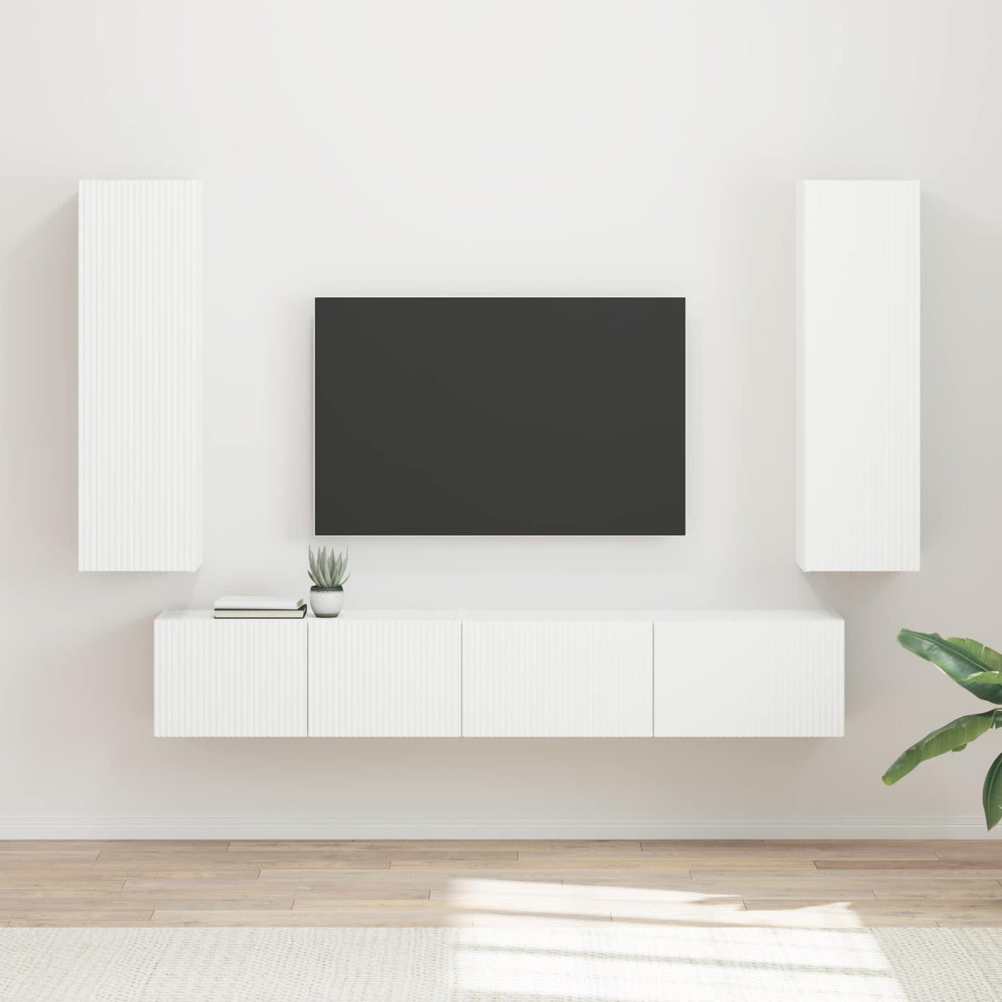 TV-Schrankset Wandmontiert 3 pcs Weiß Holzwerkstoff