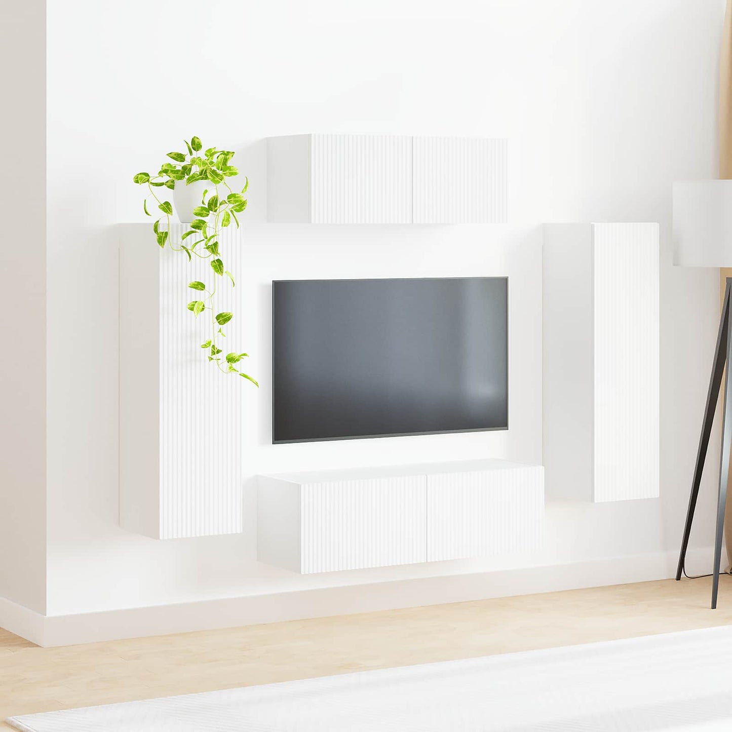 TV-Schrankset Wandmontiert 3 pcs Weiß Holzwerkstoff