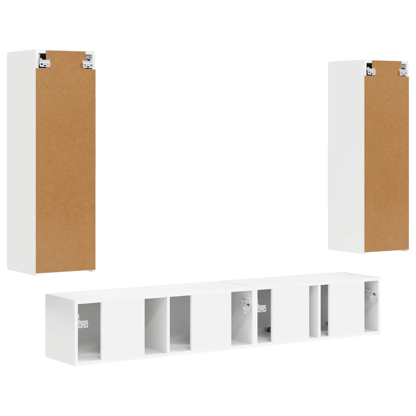 TV-Schrankset Wandmontiert 3 pcs Weiß Holzwerkstoff