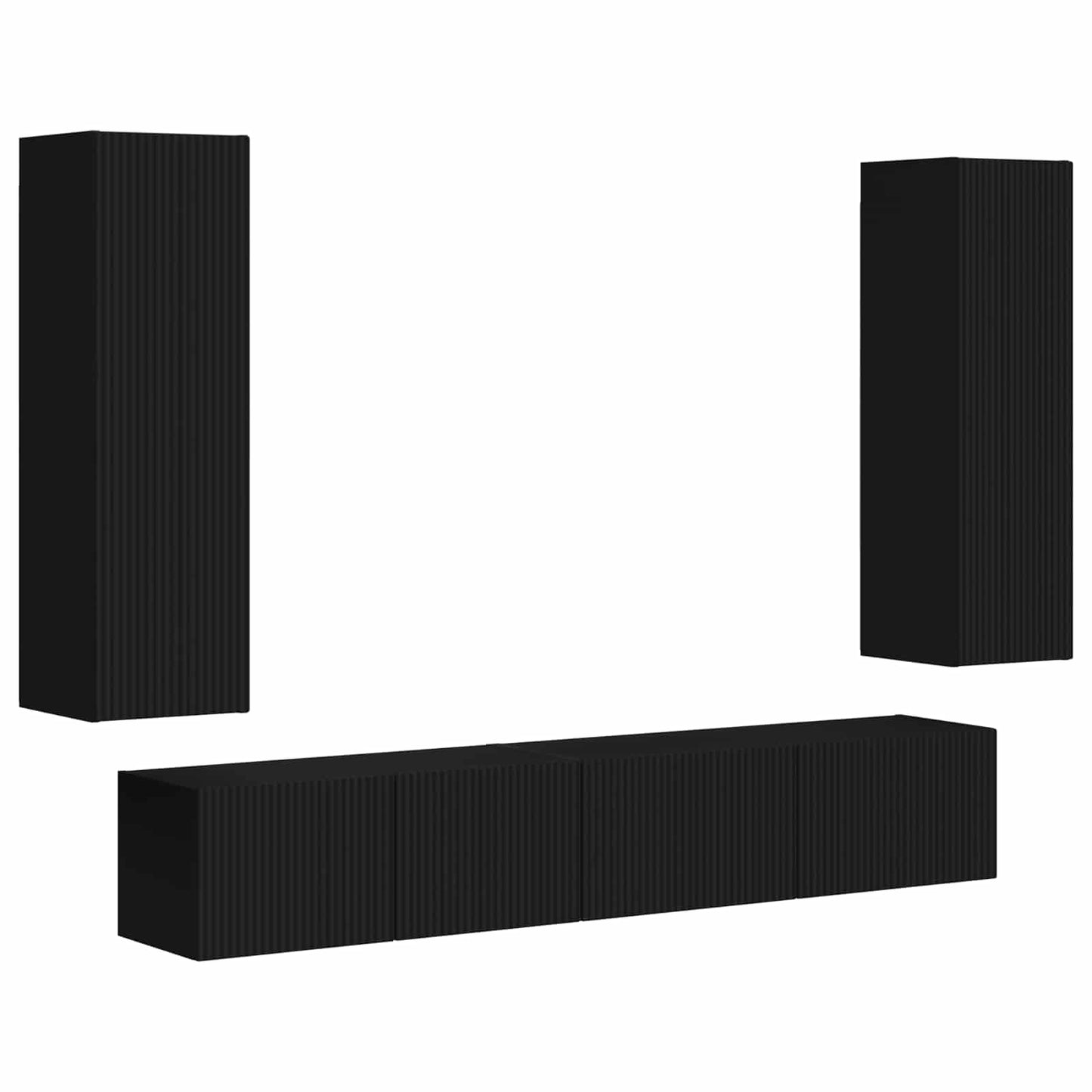 TV-Schrankset Wandmontiert 3 pcs Schwarz Holzwerkstoff