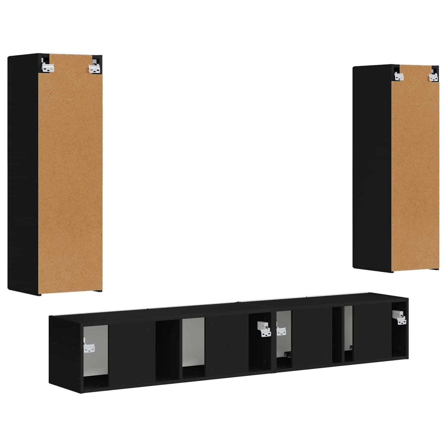 TV-Schrankset Wandmontiert 3 pcs Schwarz Holzwerkstoff