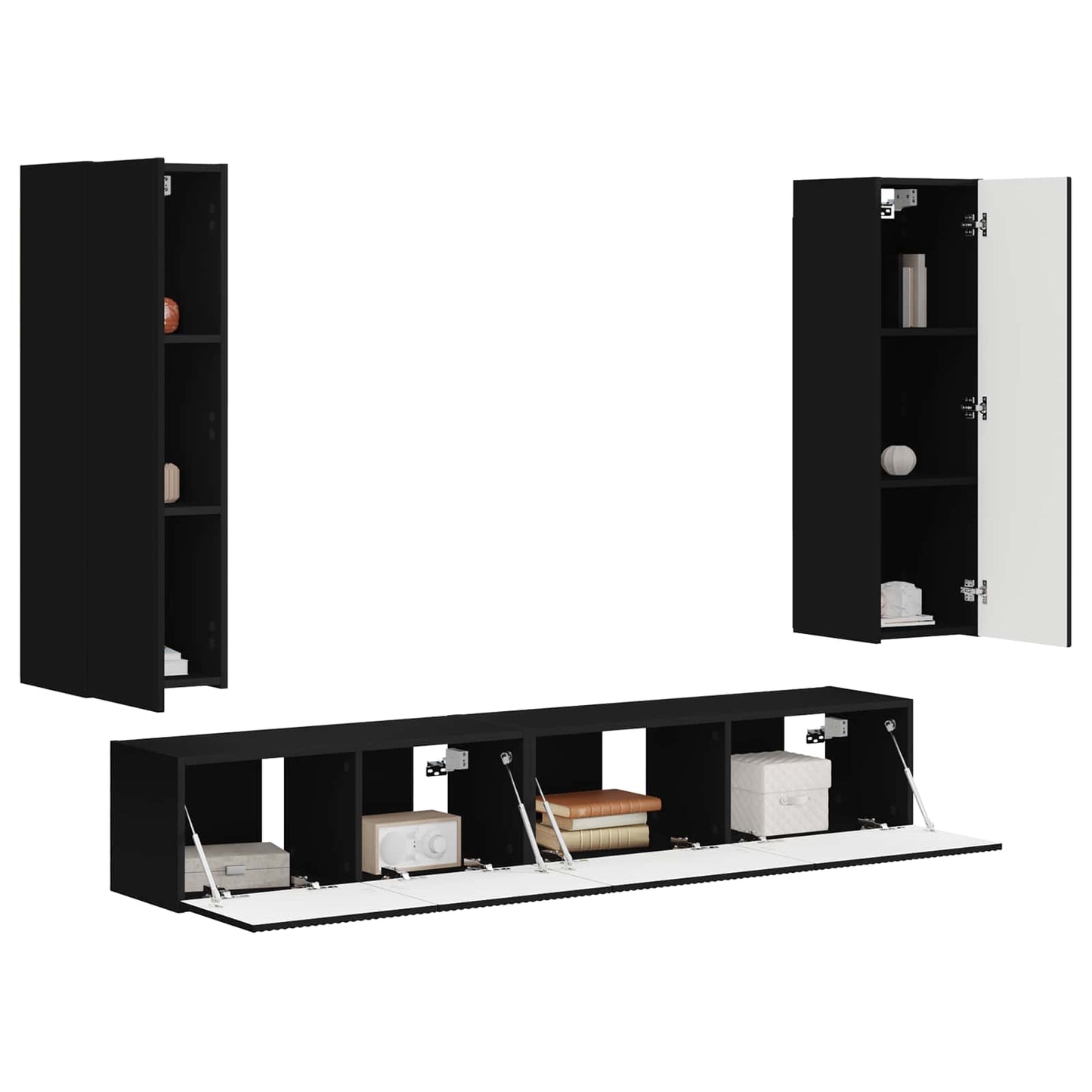 TV-Schrankset Wandmontiert 3 pcs Schwarz Holzwerkstoff
