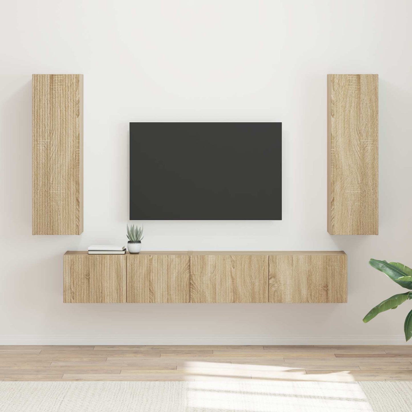 TV-Schrankset Wandmontiert 3 pcs Sonoma-Eiche Holzwerkstoff