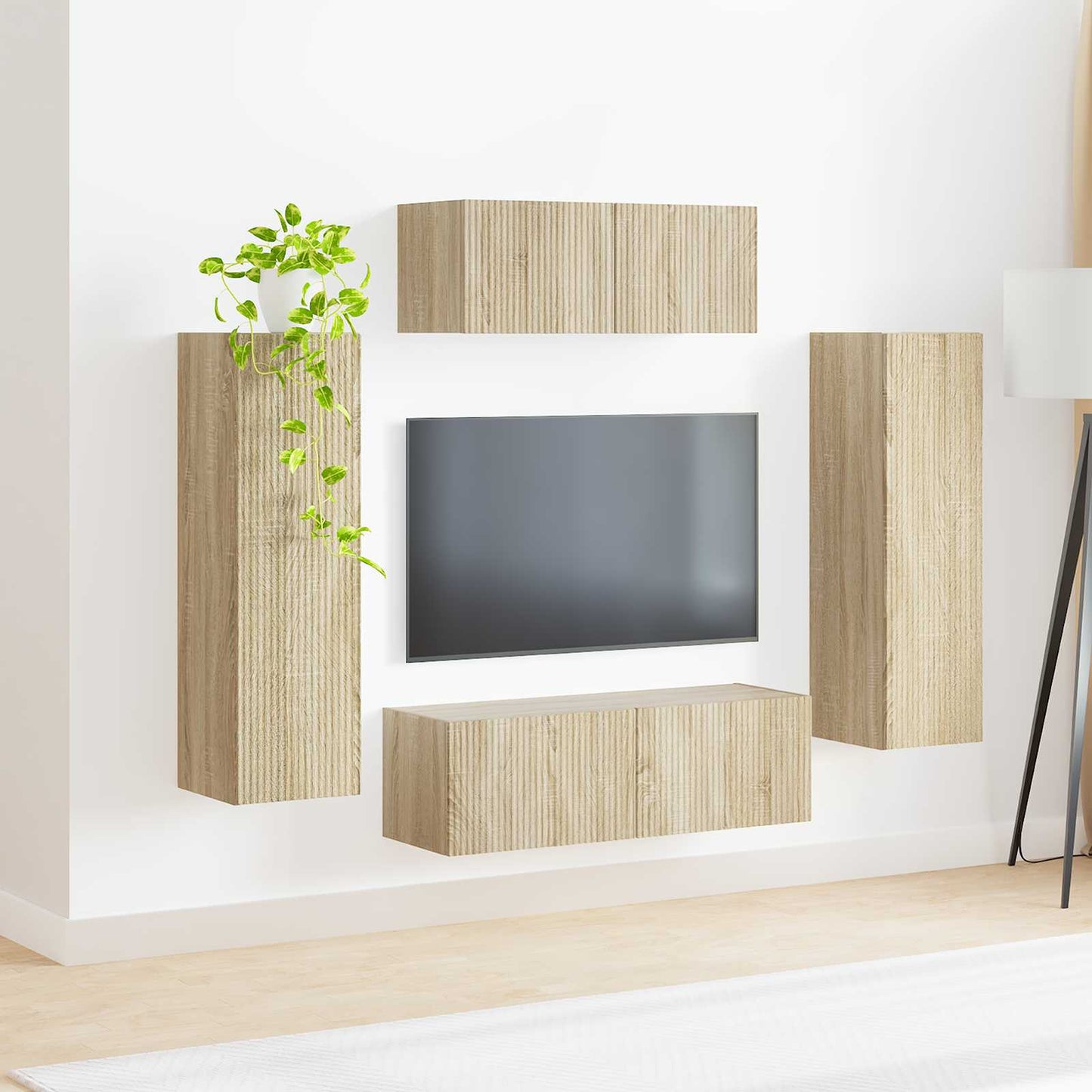TV-Schrankset Wandmontiert 3 pcs Sonoma-Eiche Holzwerkstoff
