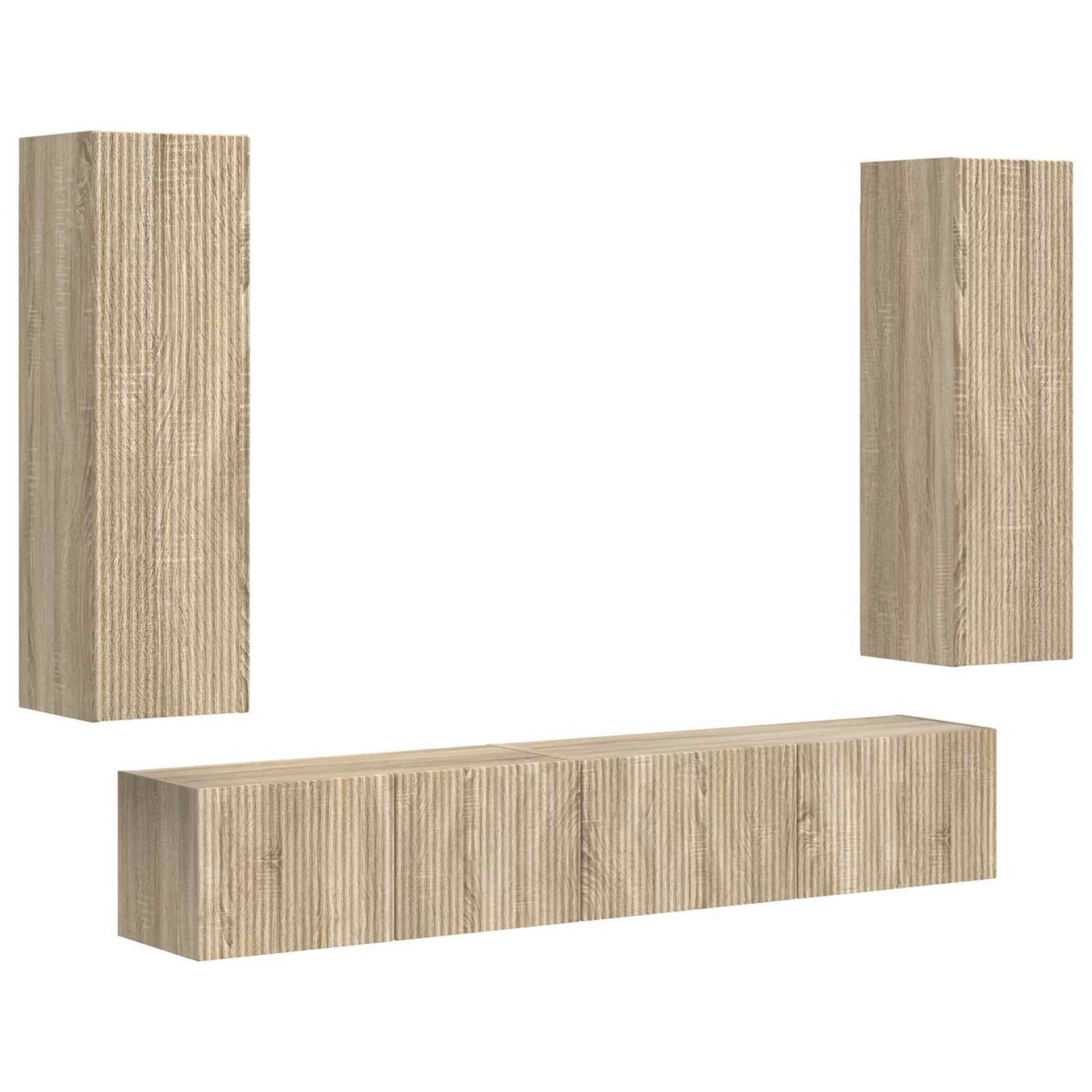 TV-Schrankset Wandmontiert 3 pcs Sonoma-Eiche Holzwerkstoff