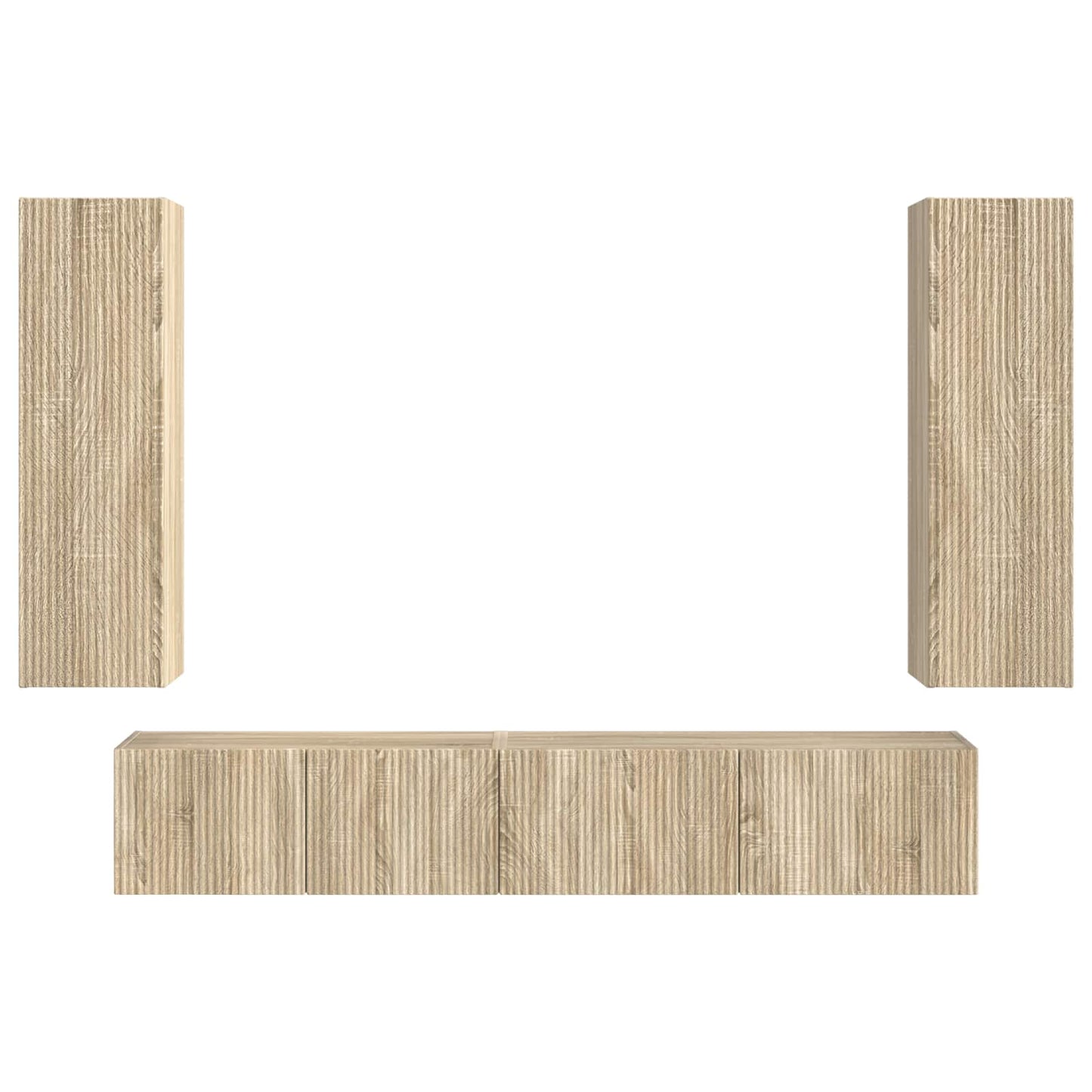 TV-Schrankset Wandmontiert 3 pcs Sonoma-Eiche Holzwerkstoff