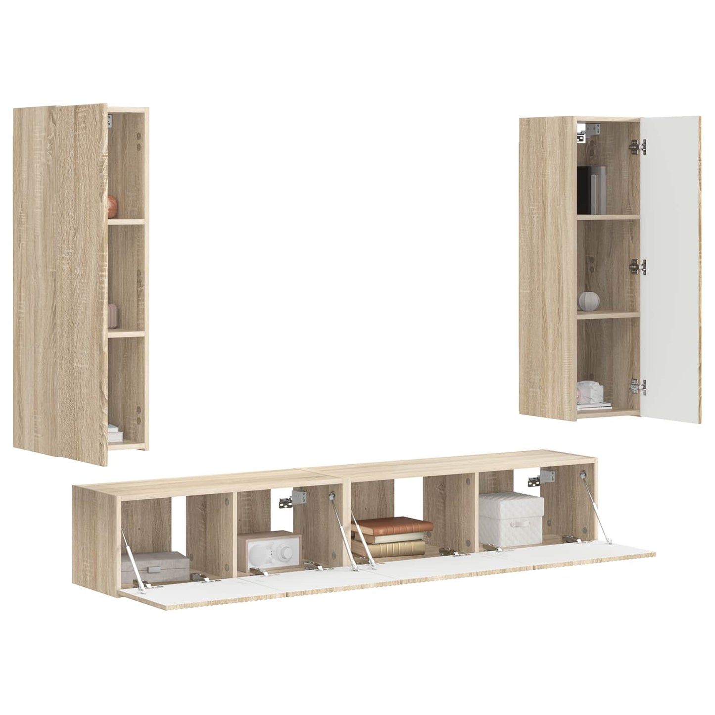 TV-Schrankset Wandmontiert 3 pcs Sonoma-Eiche Holzwerkstoff