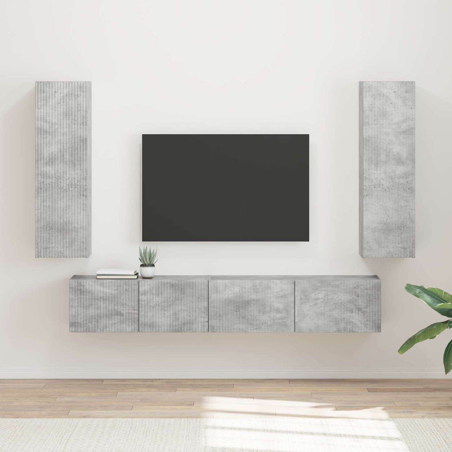 TV-Schrankset Wandmontiert 3 pcs Beton Grau Holzwerkstoff