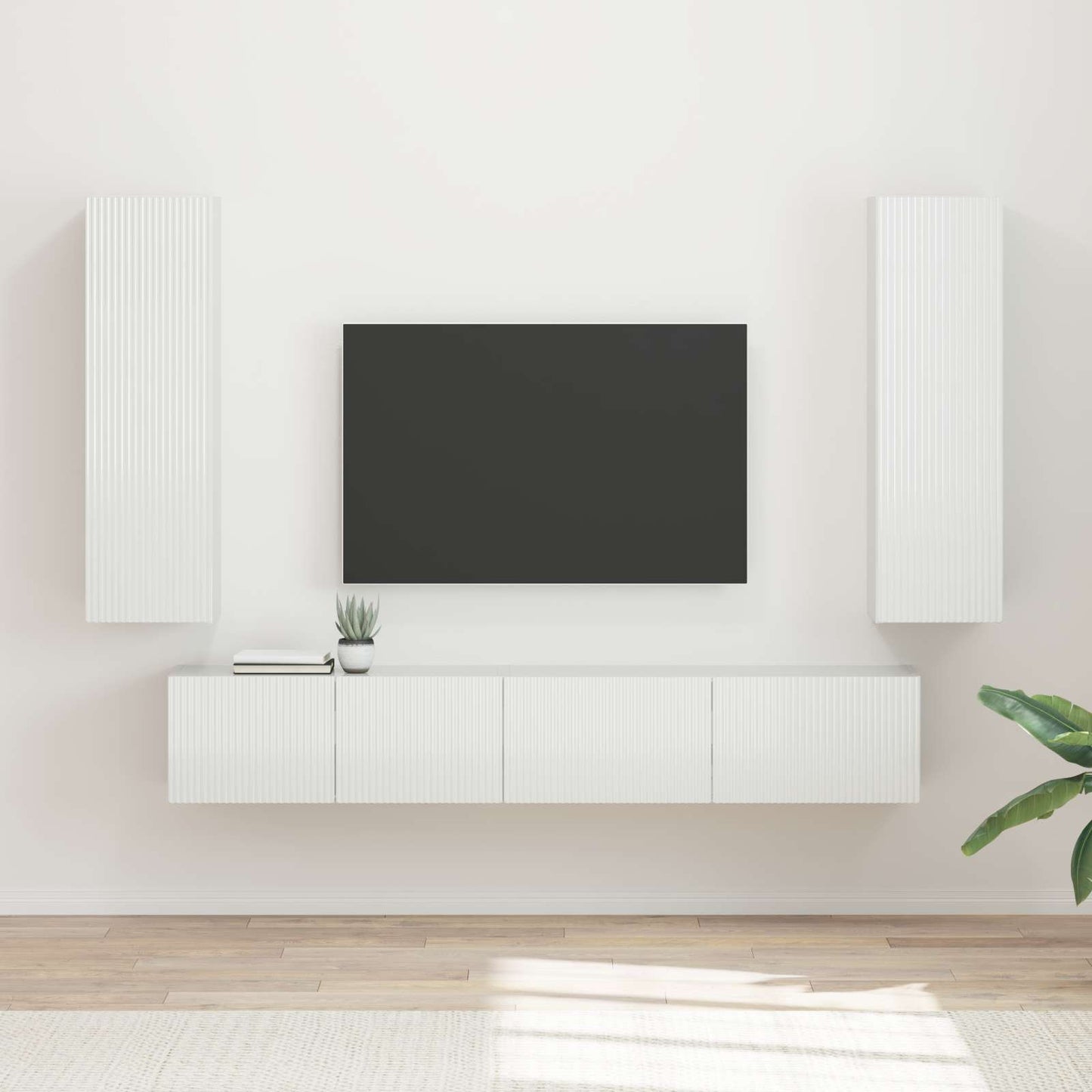 TV-Schrankset Wandmontiert 3 pcs Hochglanz Weiß Holzwerkstoff