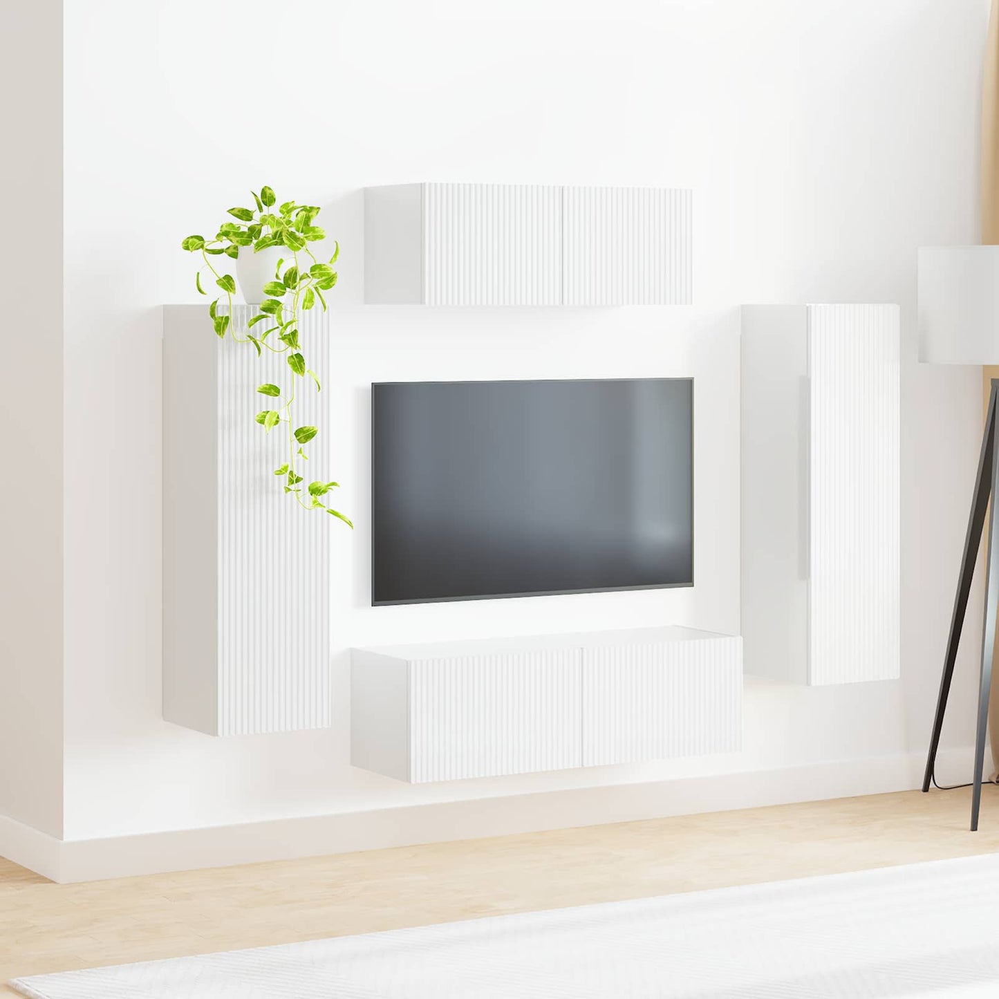 TV-Schrankset Wandmontiert 3 pcs Hochglanz Weiß Holzwerkstoff