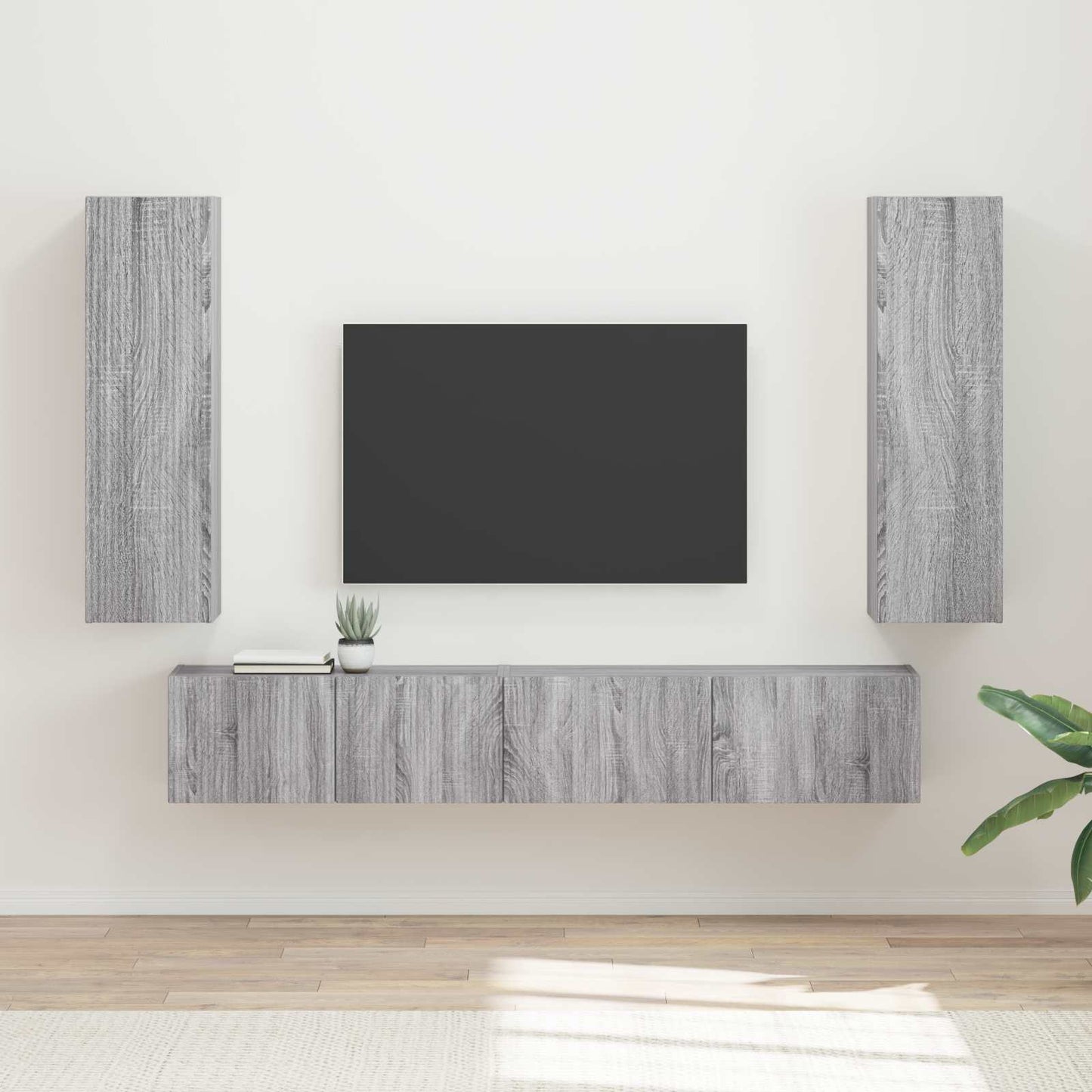 TV-Schrankset Wandmontiert 3 pcs Graues Sonoma Holzwerkstoff