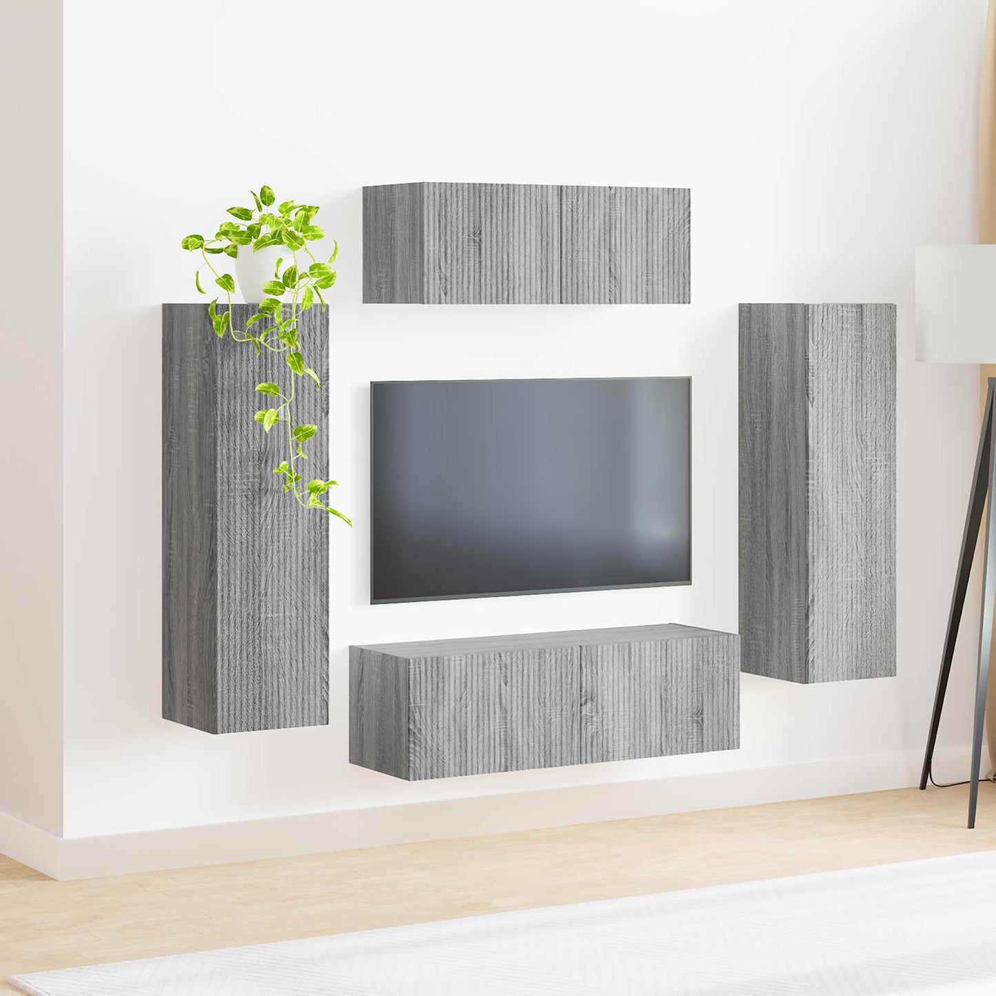 TV-Schrankset Wandmontiert 3 pcs Graues Sonoma Holzwerkstoff