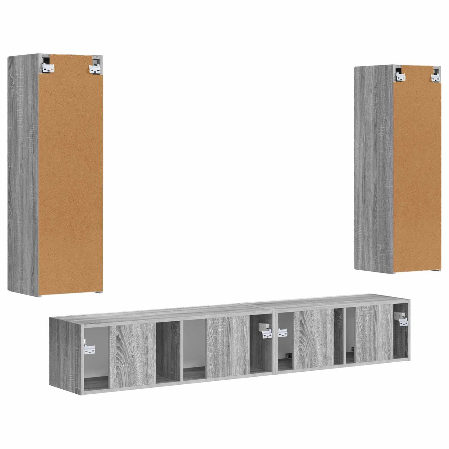 TV-Schrankset Wandmontiert 3 pcs Graues Sonoma Holzwerkstoff