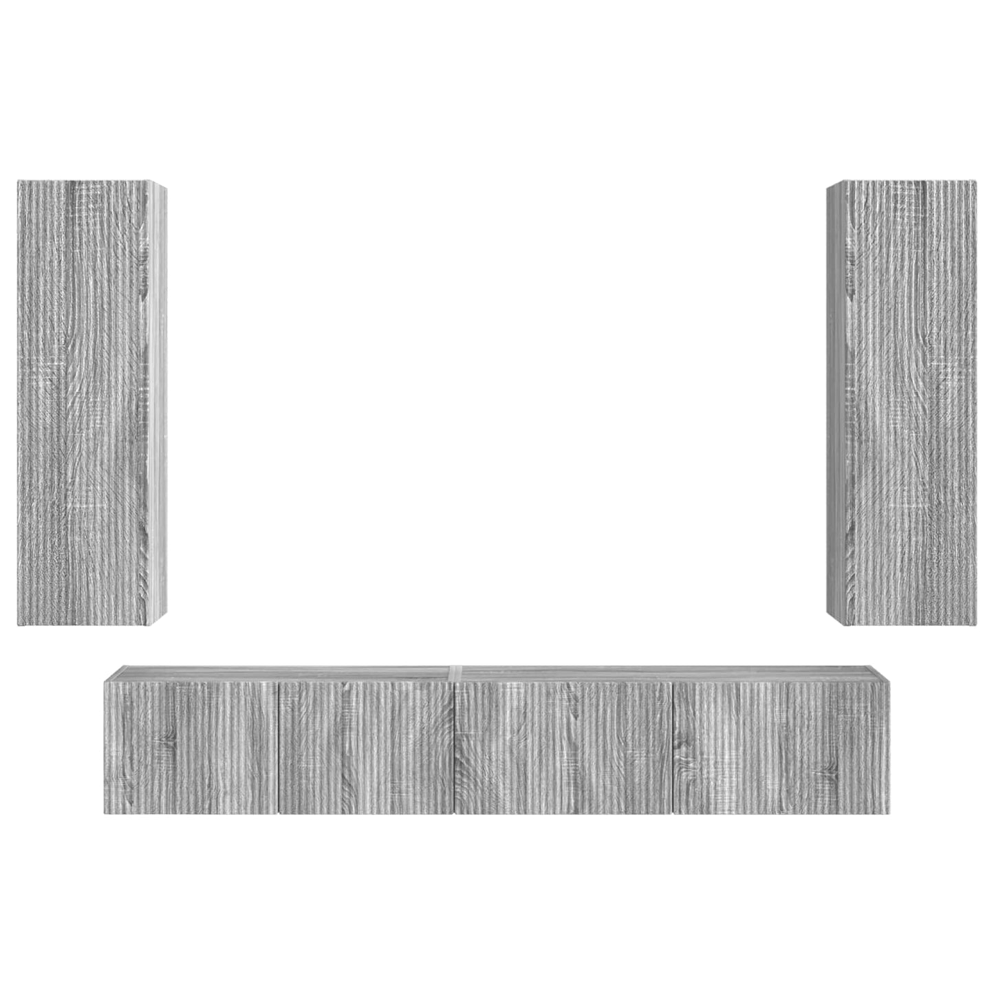 TV-Schrankset Wandmontiert 3 pcs Graues Sonoma Holzwerkstoff