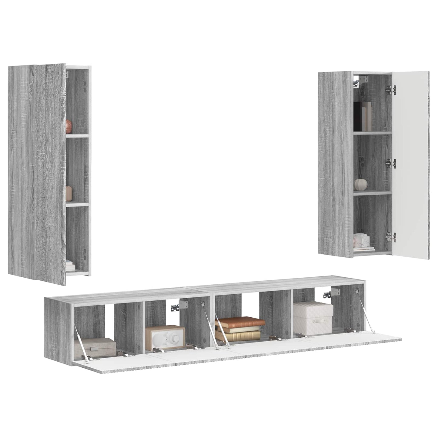TV-Schrankset Wandmontiert 3 pcs Graues Sonoma Holzwerkstoff