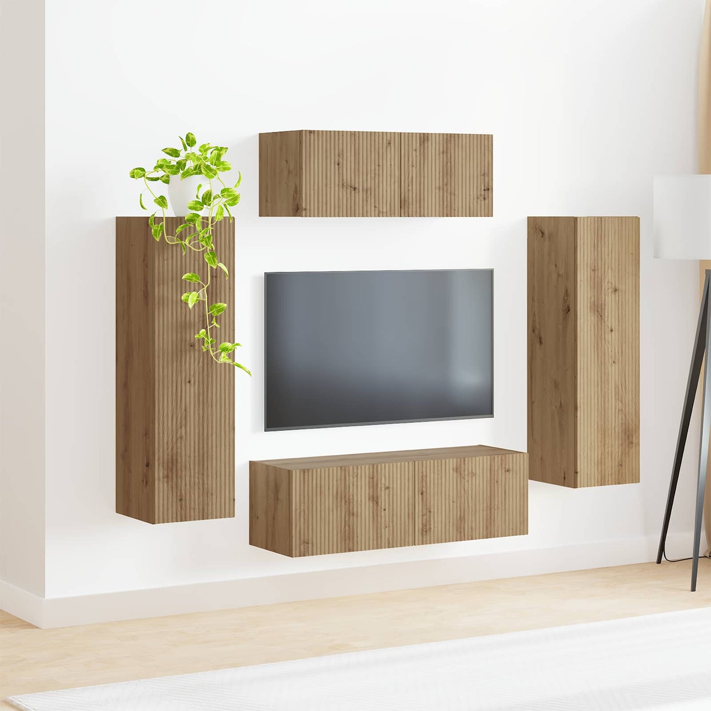 TV-Schrankset Wandmontiert 3 pcs Artisan-Eiche Holzwerkstoff