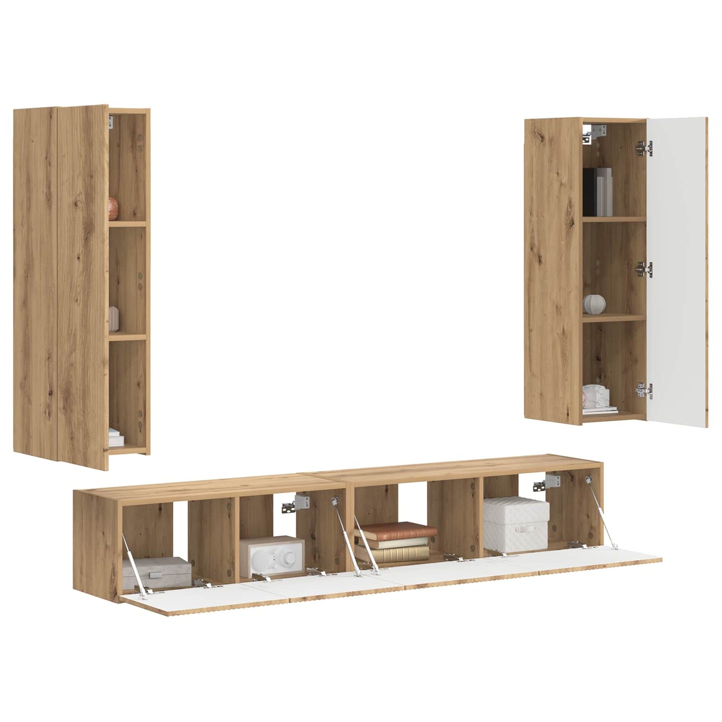 TV-Schrankset Wandmontiert 3 pcs Artisan-Eiche Holzwerkstoff