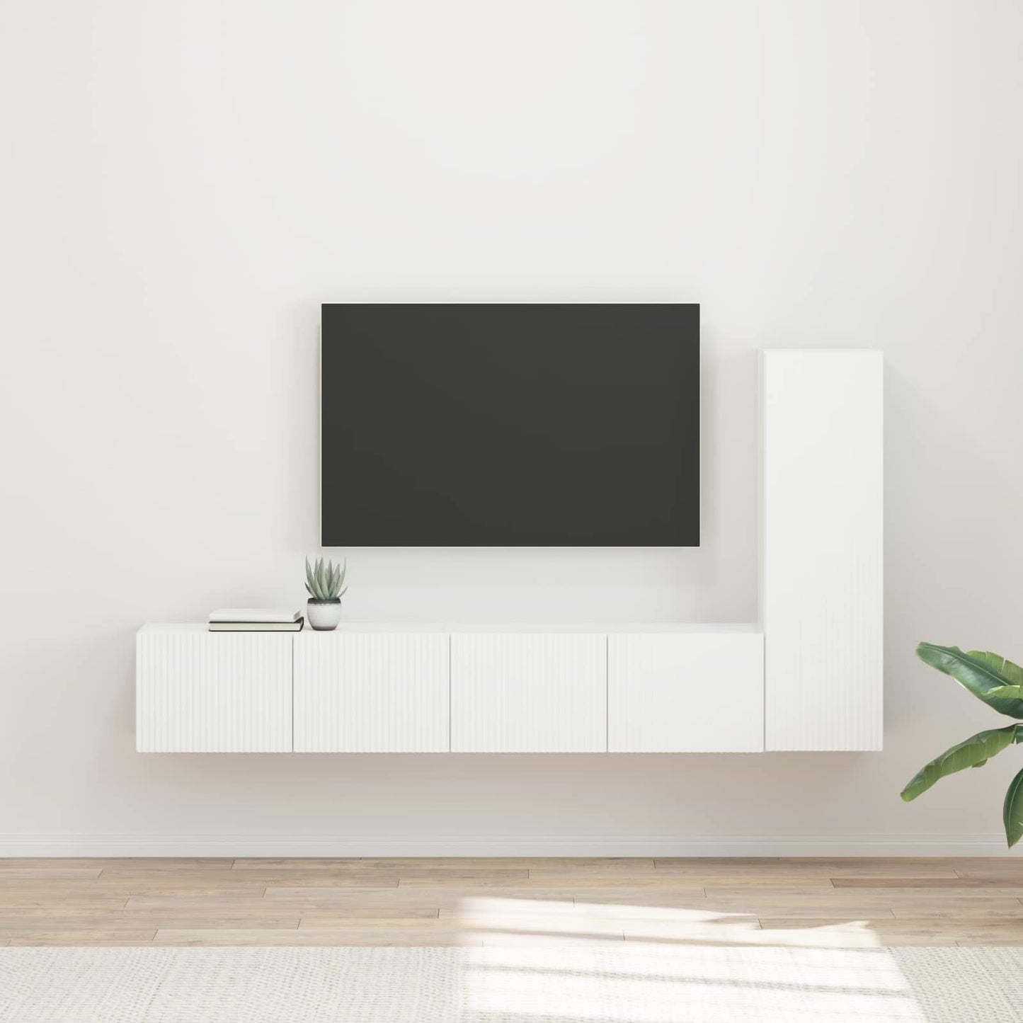 TV-Schrankset Wandmontiert 3 pcs Weiß Holzwerkstoff