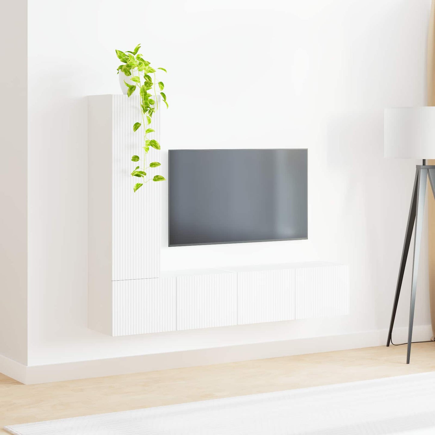 TV-Schrankset Wandmontiert 3 pcs Weiß Holzwerkstoff