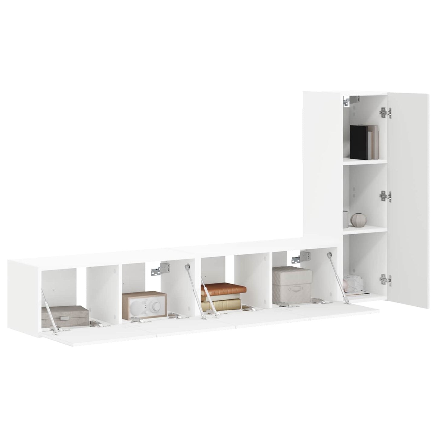 TV-Schrankset Wandmontiert 3 pcs Weiß Holzwerkstoff