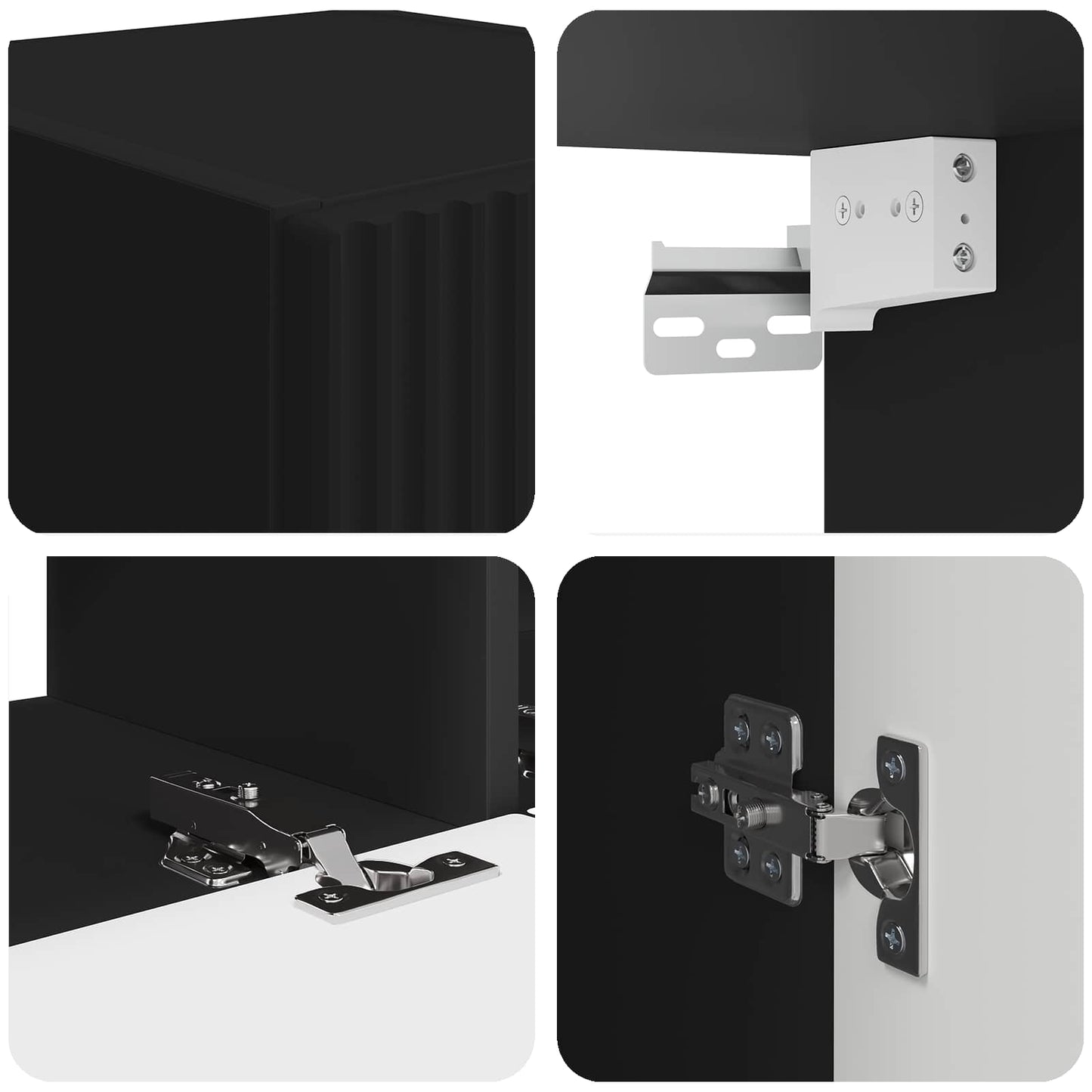 TV-Schrankset Wandmontiert 3 pcs Schwarz Holzwerkstoff