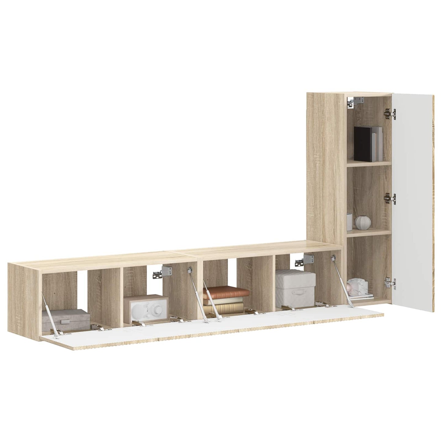 TV-Schrankset Wandmontiert 3 pcs Sonoma-Eiche Holzwerkstoff
