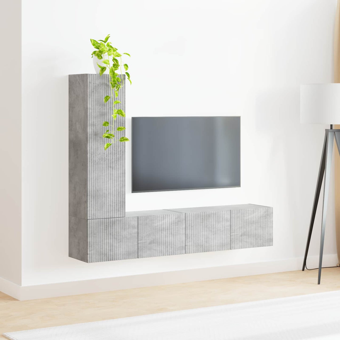 TV-Schrankset Wandmontiert 3 pcs Beton Grau Holzwerkstoff