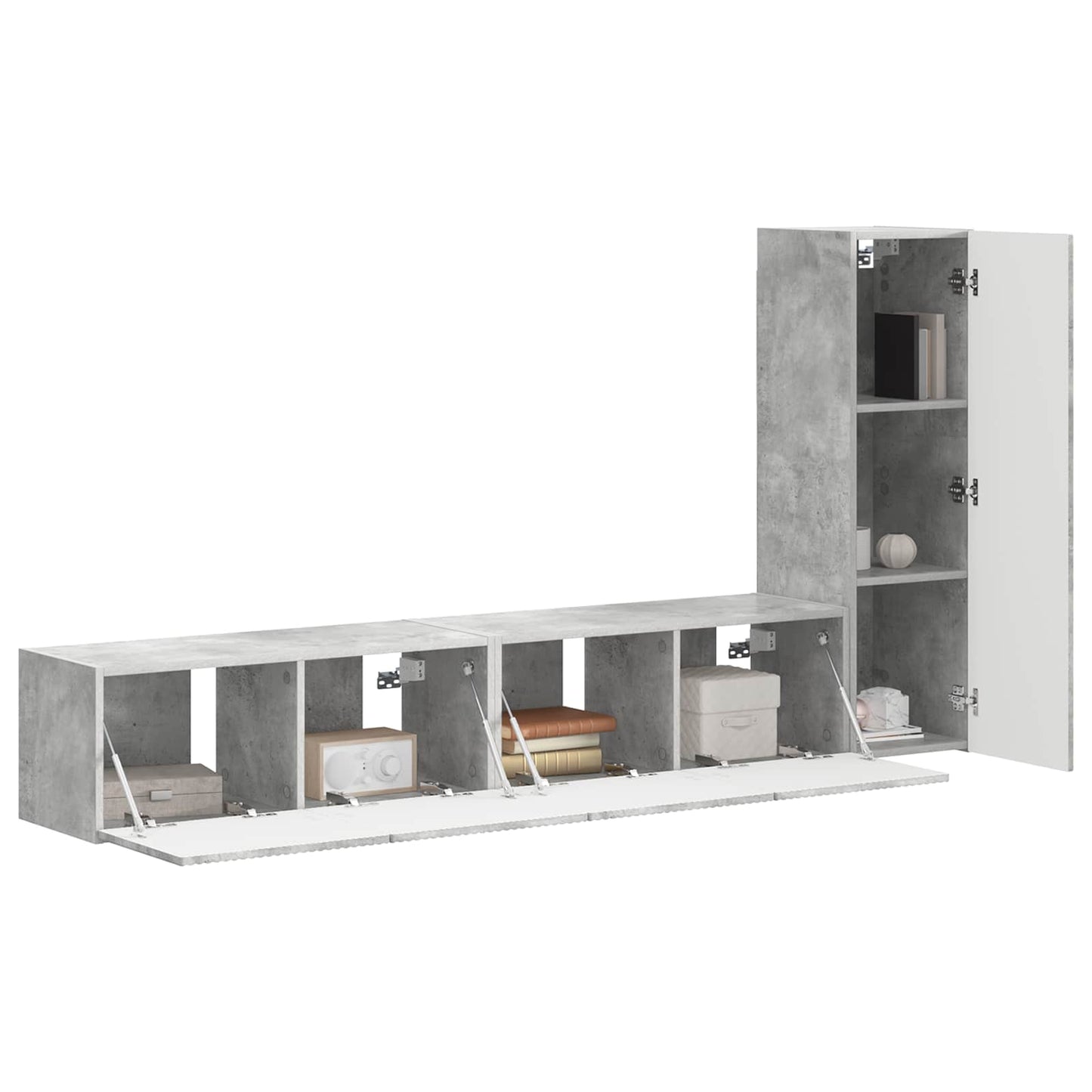 TV-Schrankset Wandmontiert 3 pcs Beton Grau Holzwerkstoff