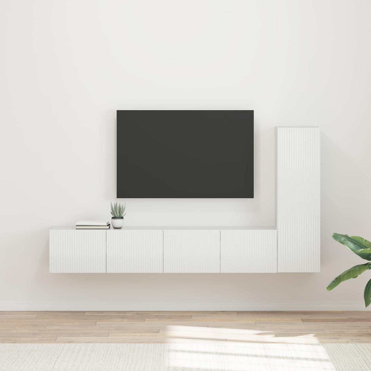 TV-Schrankset Wandmontiert 3 pcs Hochglanz Weiß Holzwerkstoff