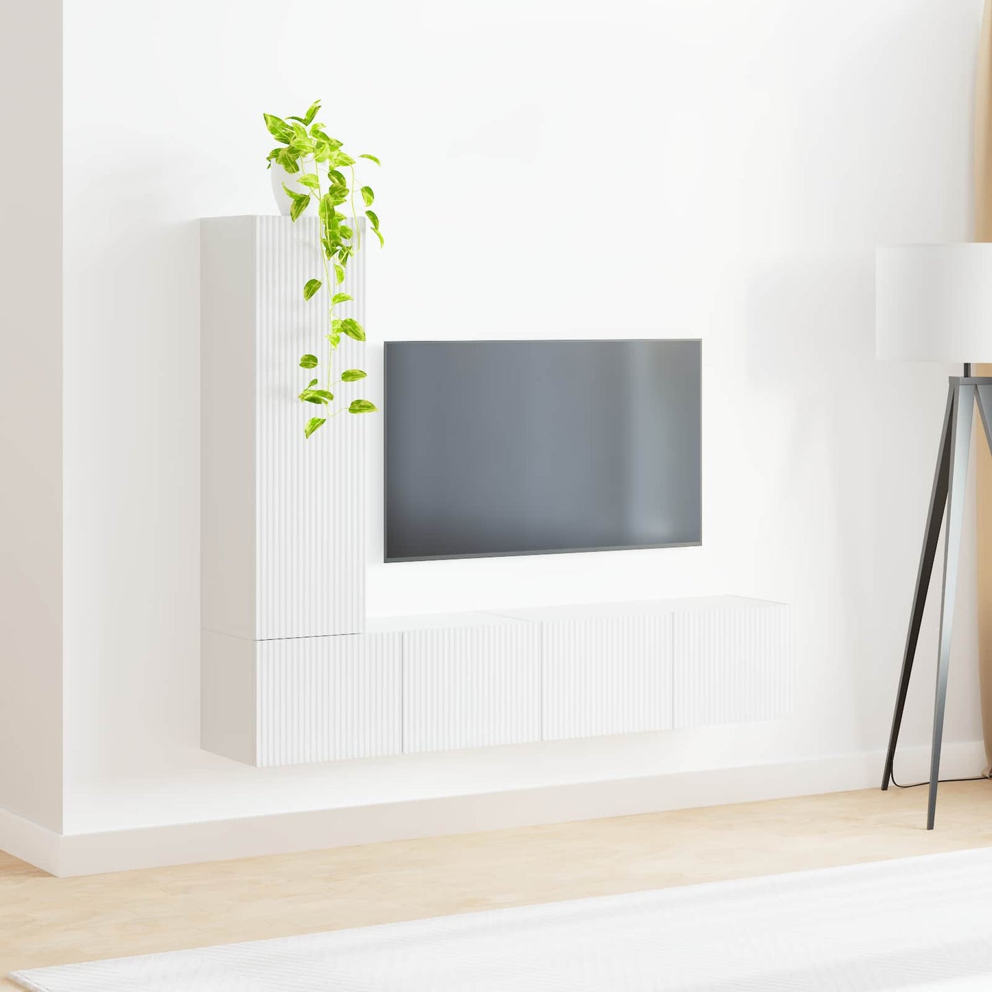 TV-Schrankset Wandmontiert 3 pcs Hochglanz Weiß Holzwerkstoff