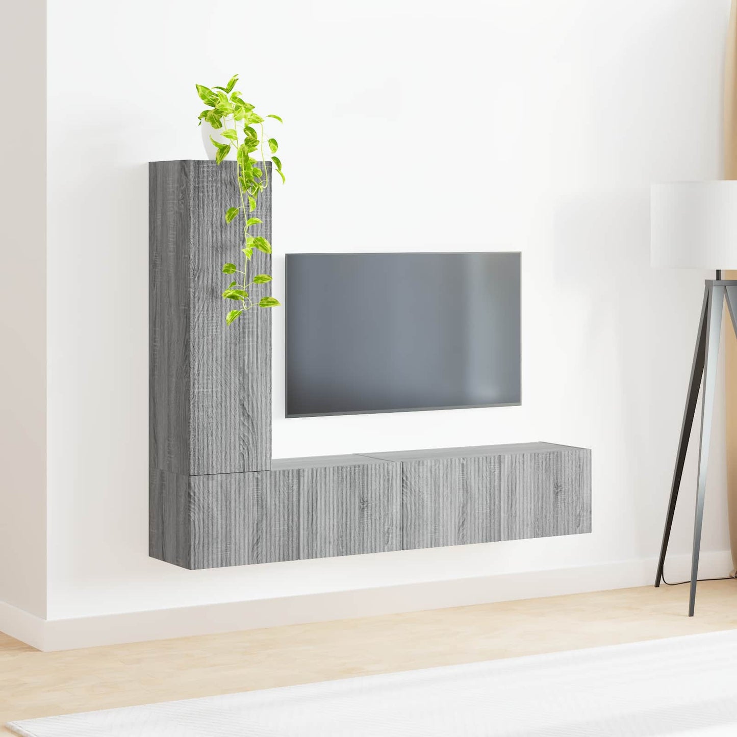 TV-Schrankset Wandmontiert 3 pcs Graues Sonoma Holzwerkstoff