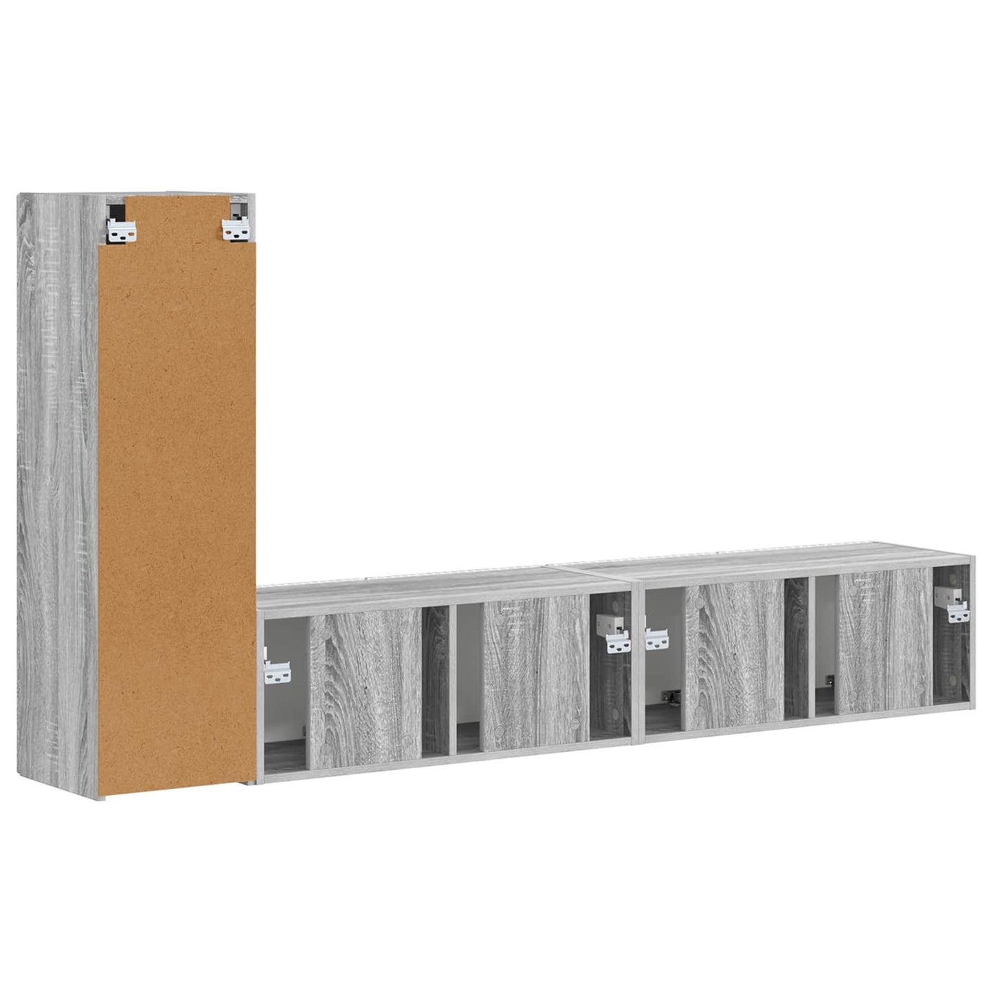 TV-Schrankset Wandmontiert 3 pcs Graues Sonoma Holzwerkstoff